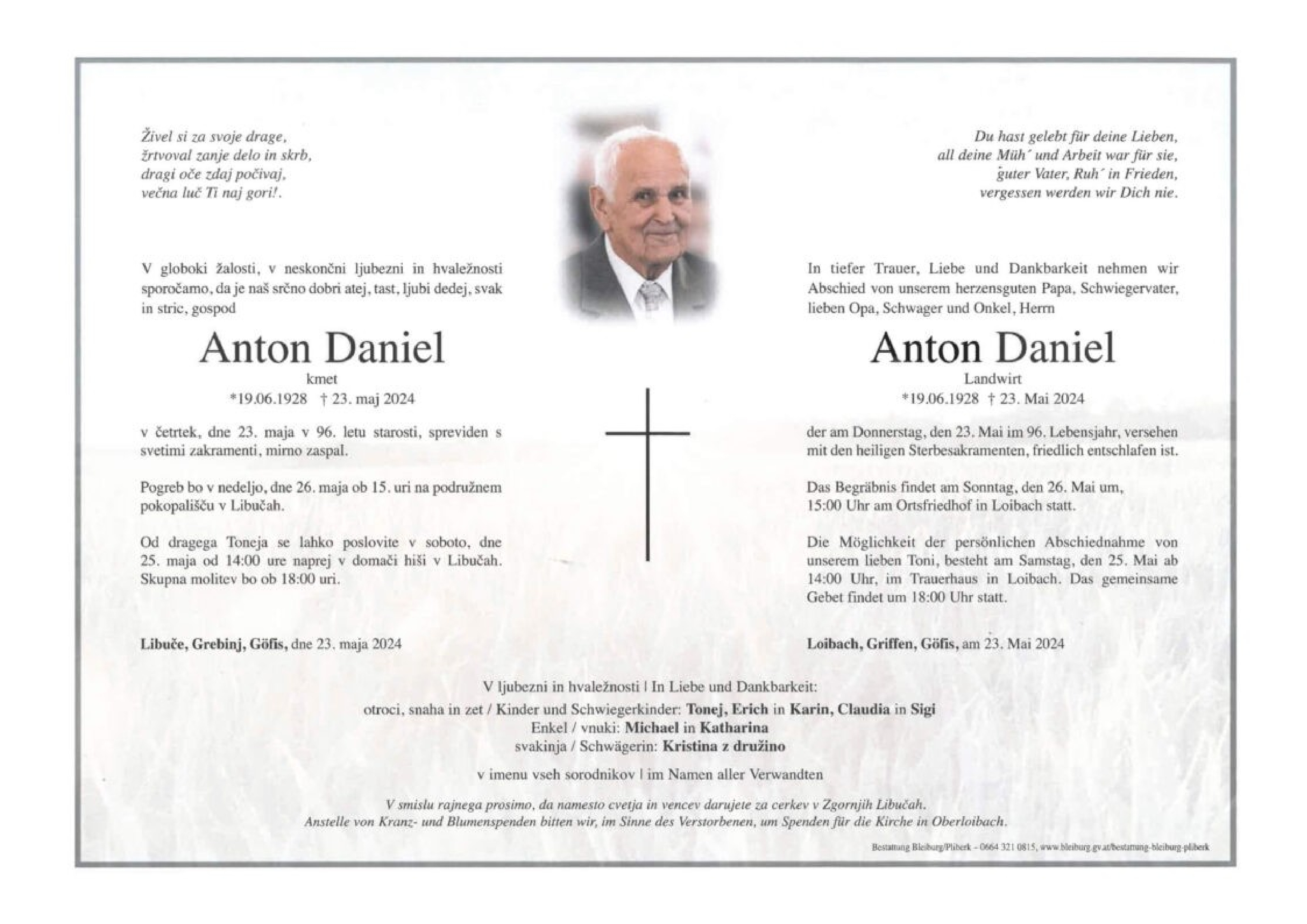 Traueranzeige von Anton Daniel
