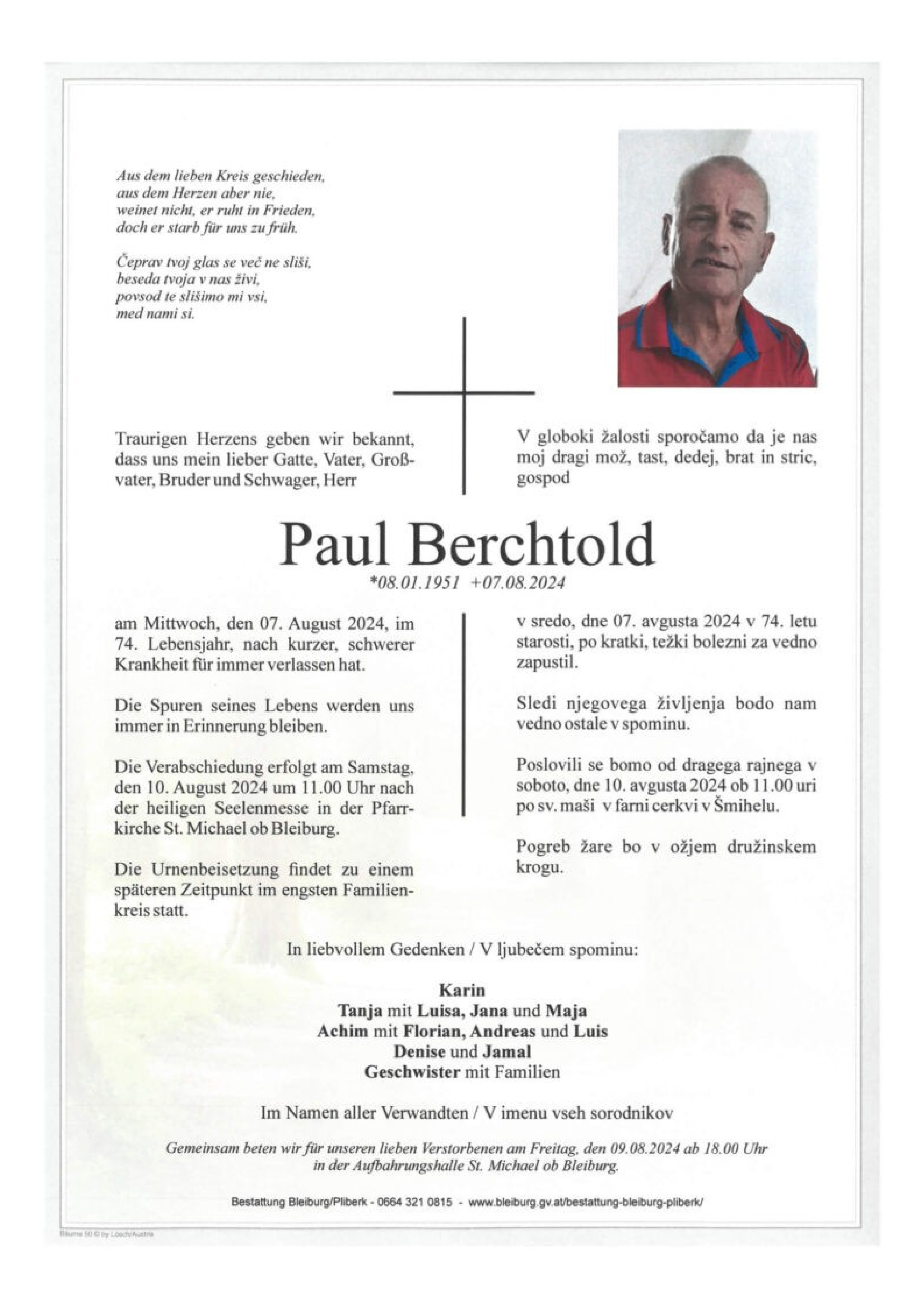 Traueranzeige von Paul Berchtold