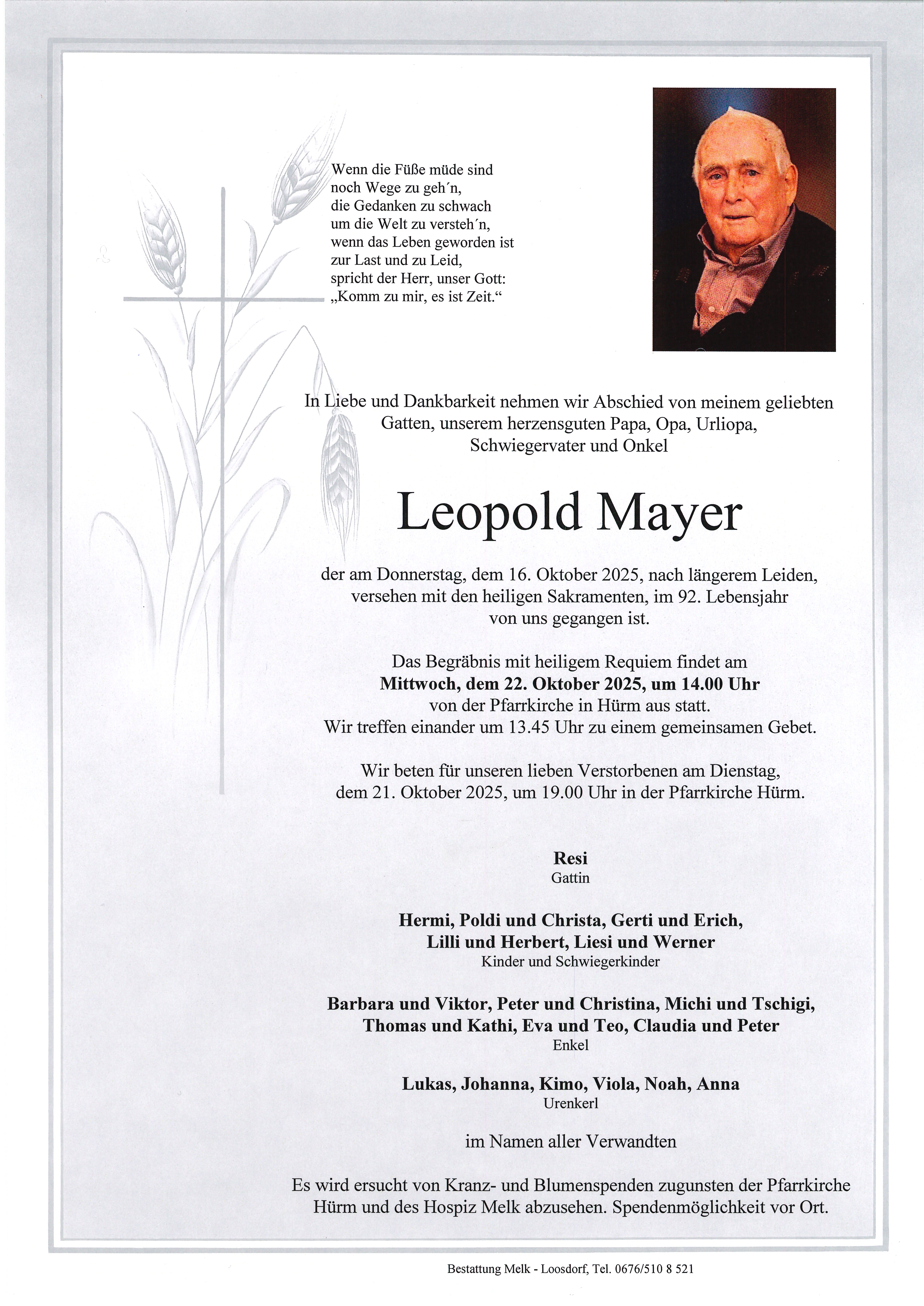 Traueranzeige von Leopold Mayer