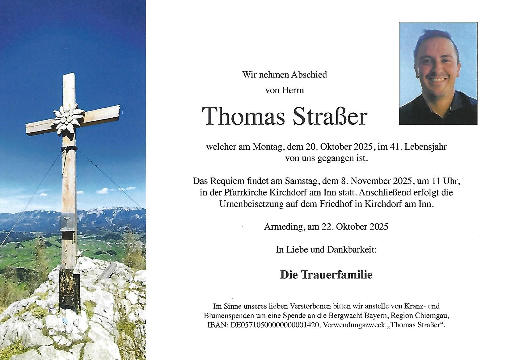 Traueranzeige von Thomas Straßer