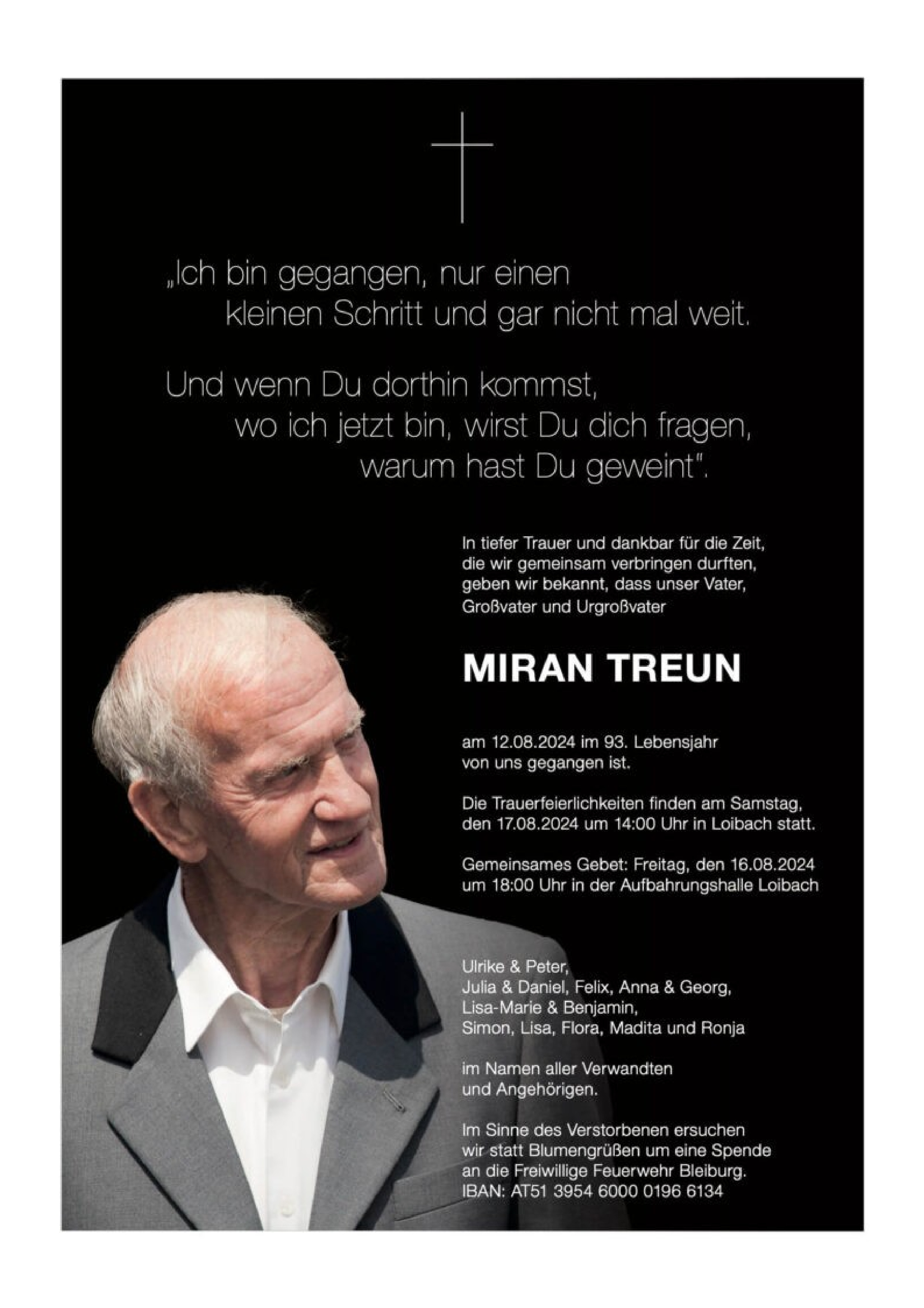 Traueranzeige von Miran Treun