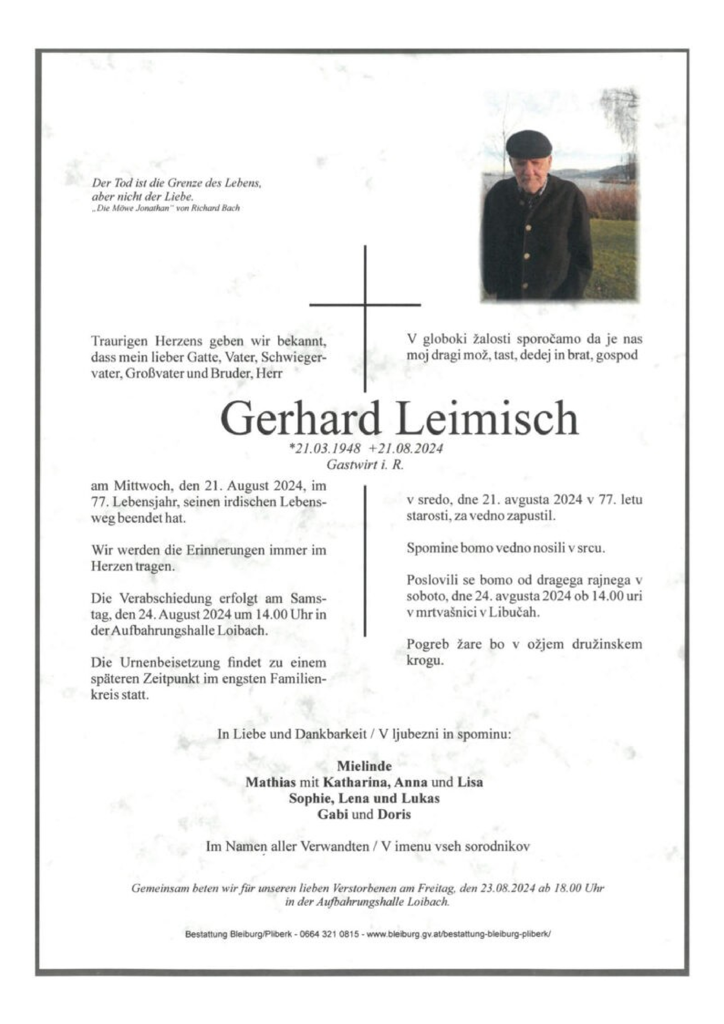 Traueranzeige von Gerhard Leimisch