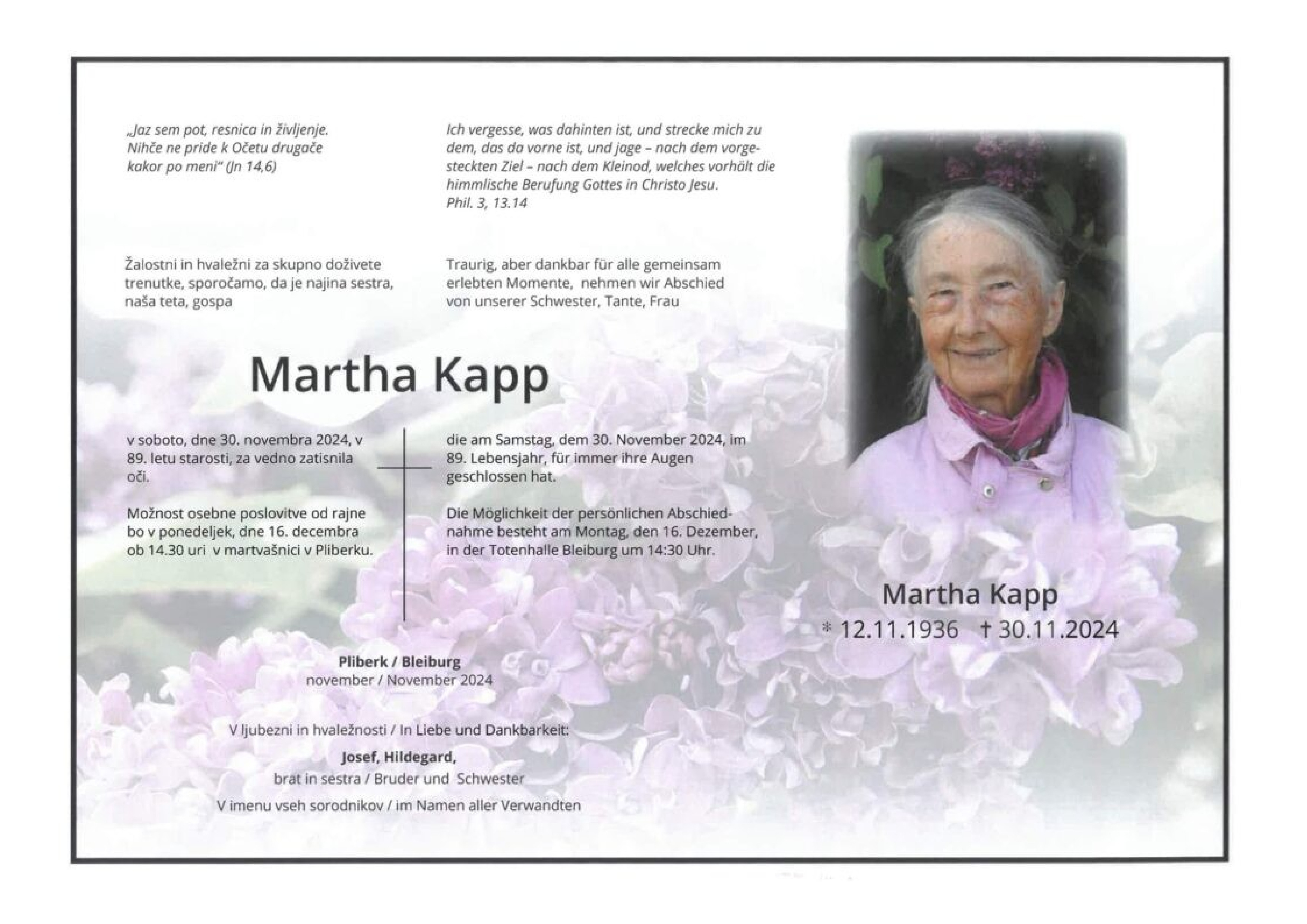 Traueranzeige von Martha Kapp