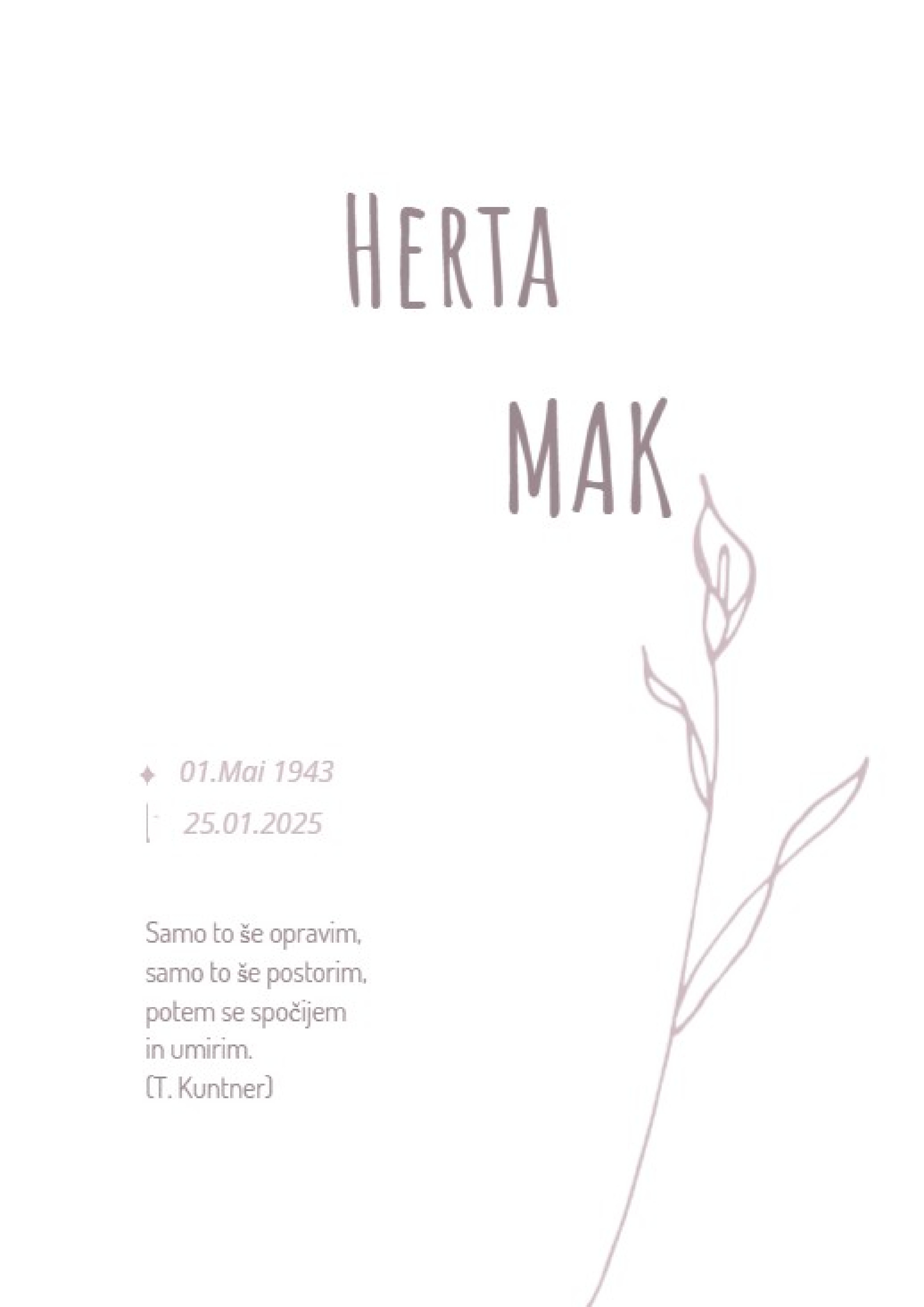 Traueranzeige von Herta Mak