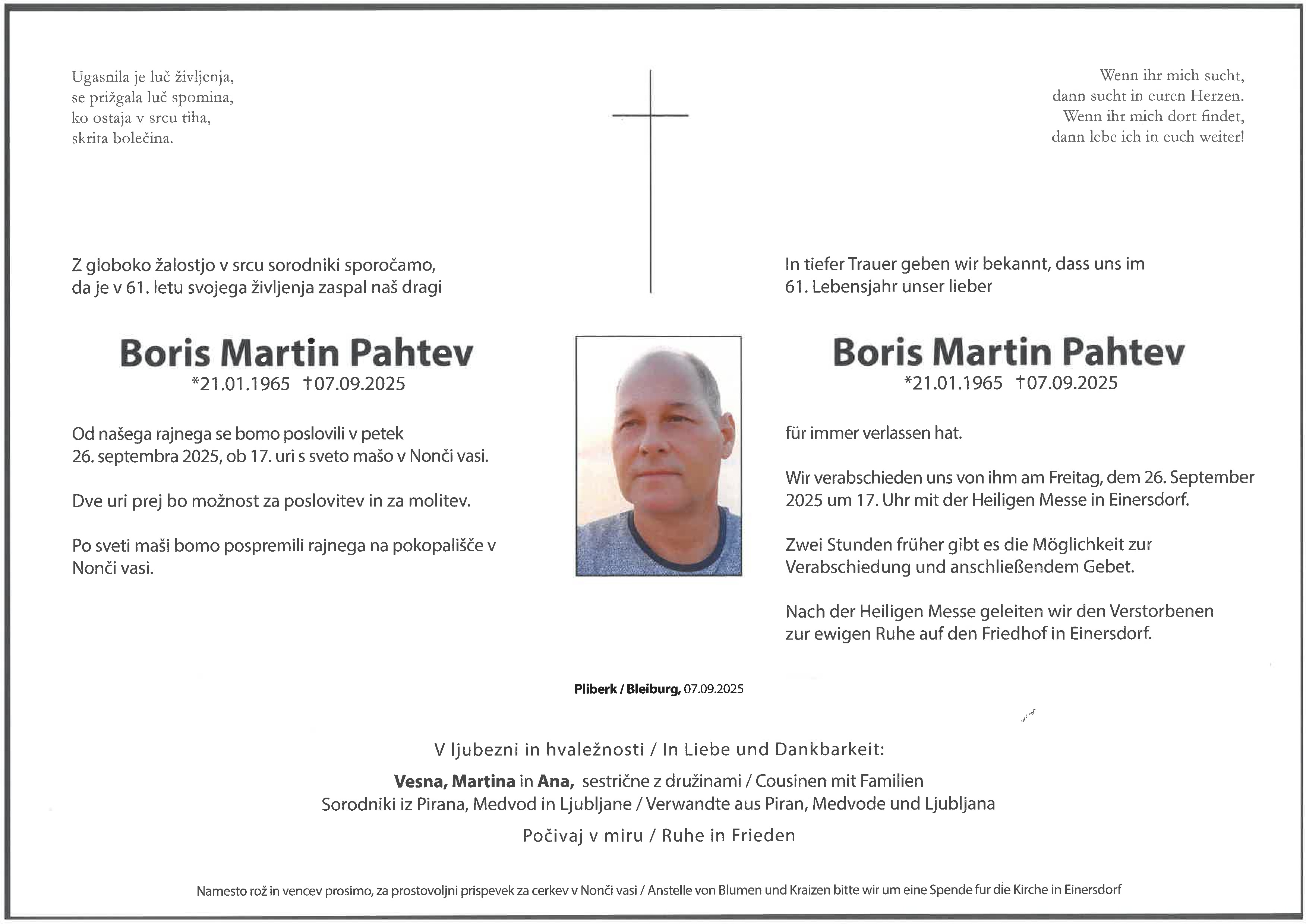 Traueranzeige von Boris Martin Pahtev
