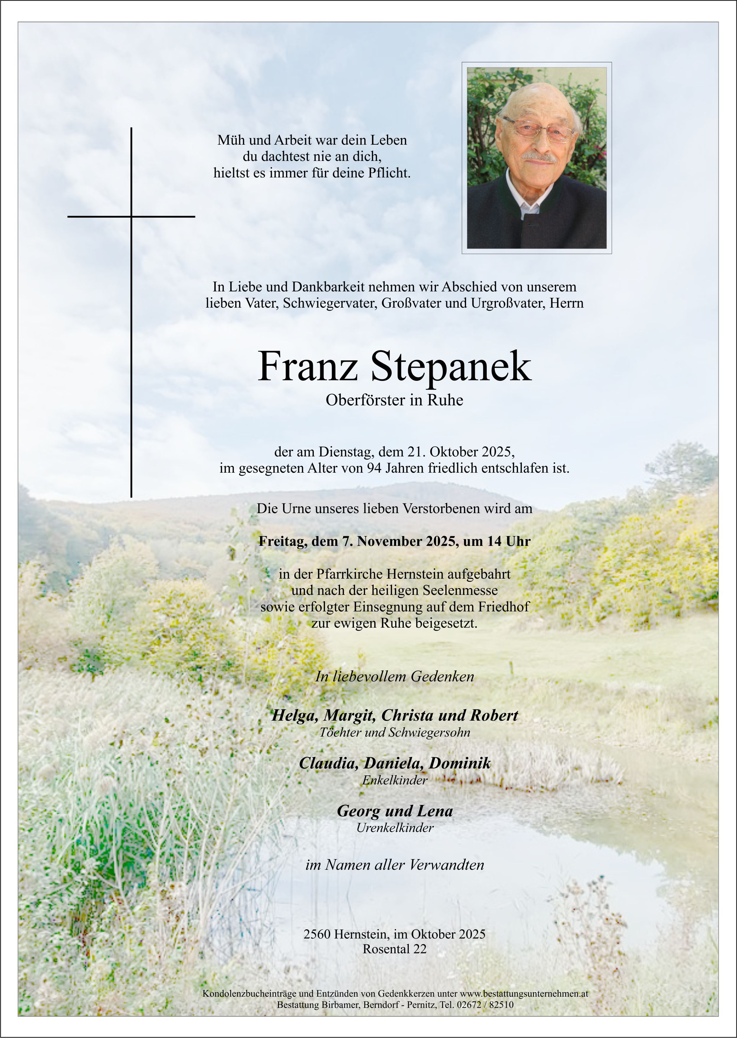 Traueranzeige von Franz Stepanek