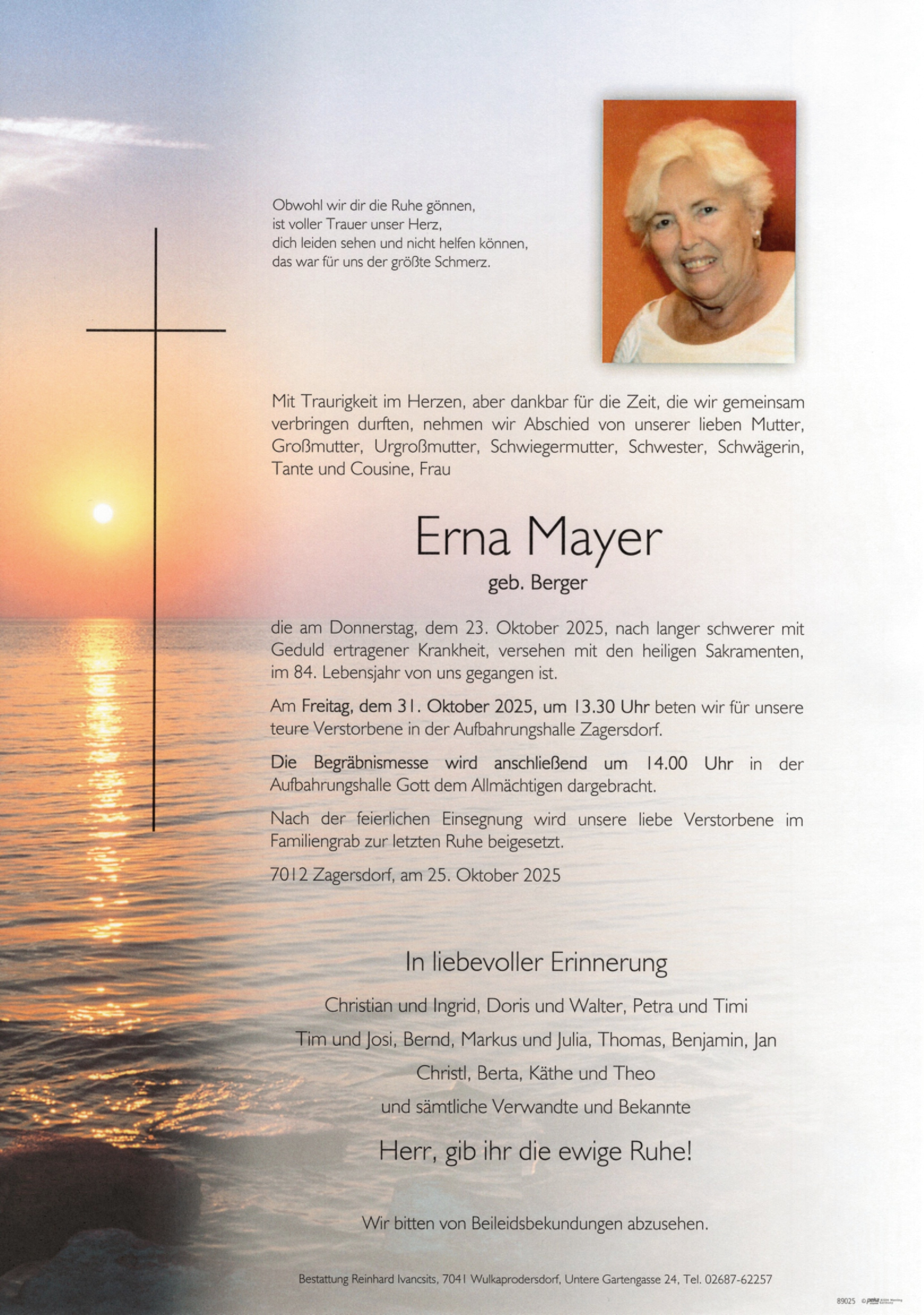Traueranzeige von Erna Mayer