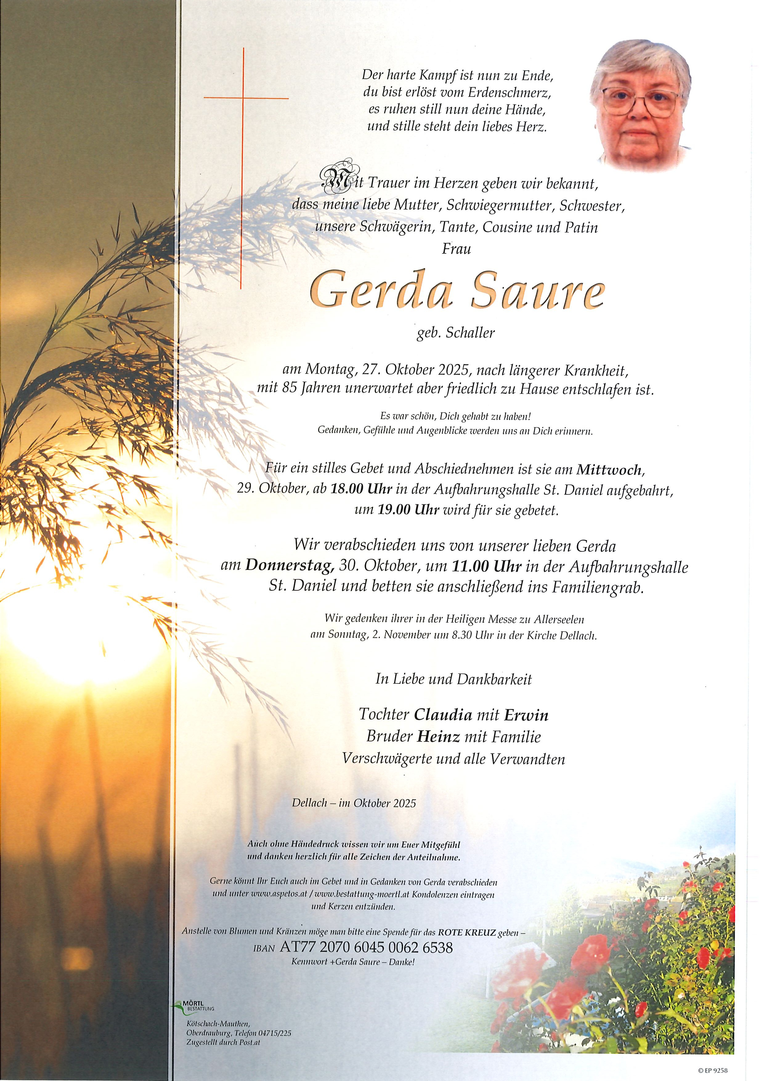 Traueranzeige von Gerda Saure