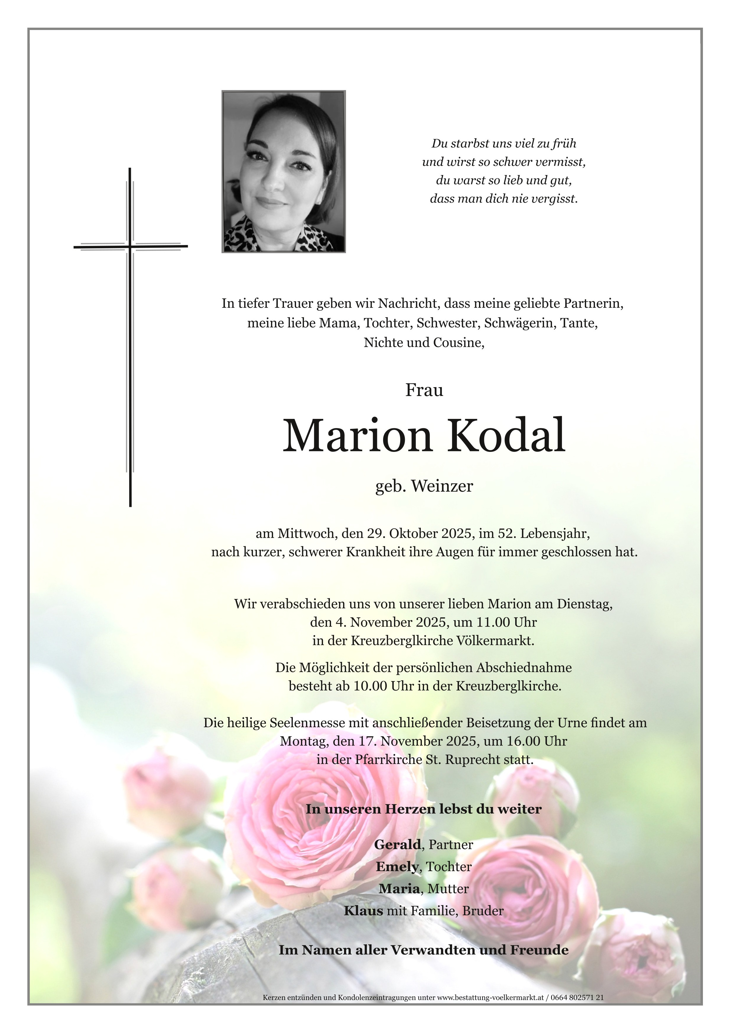 Traueranzeige von Marion Kodal