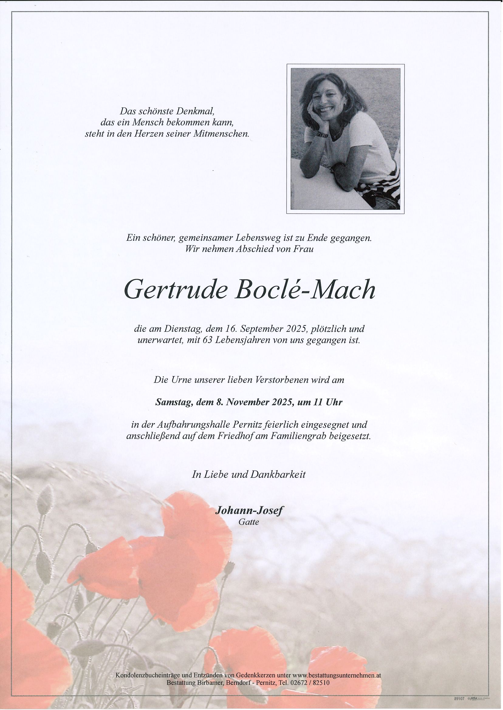 Traueranzeige von Gertrude Boclé-Mach