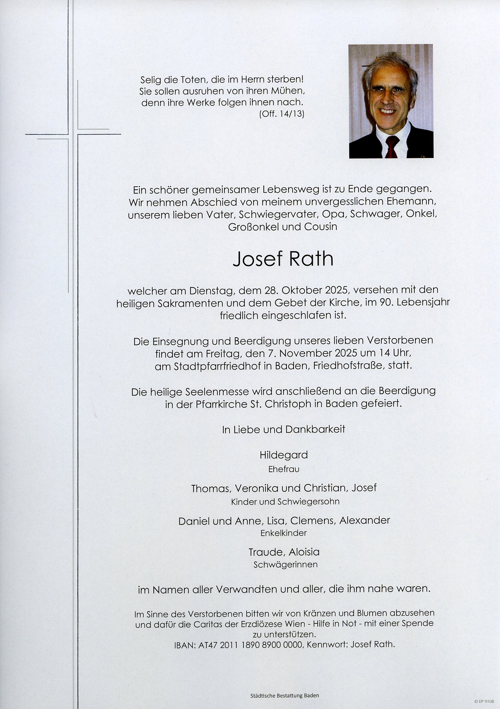 Traueranzeige von Josef Rath