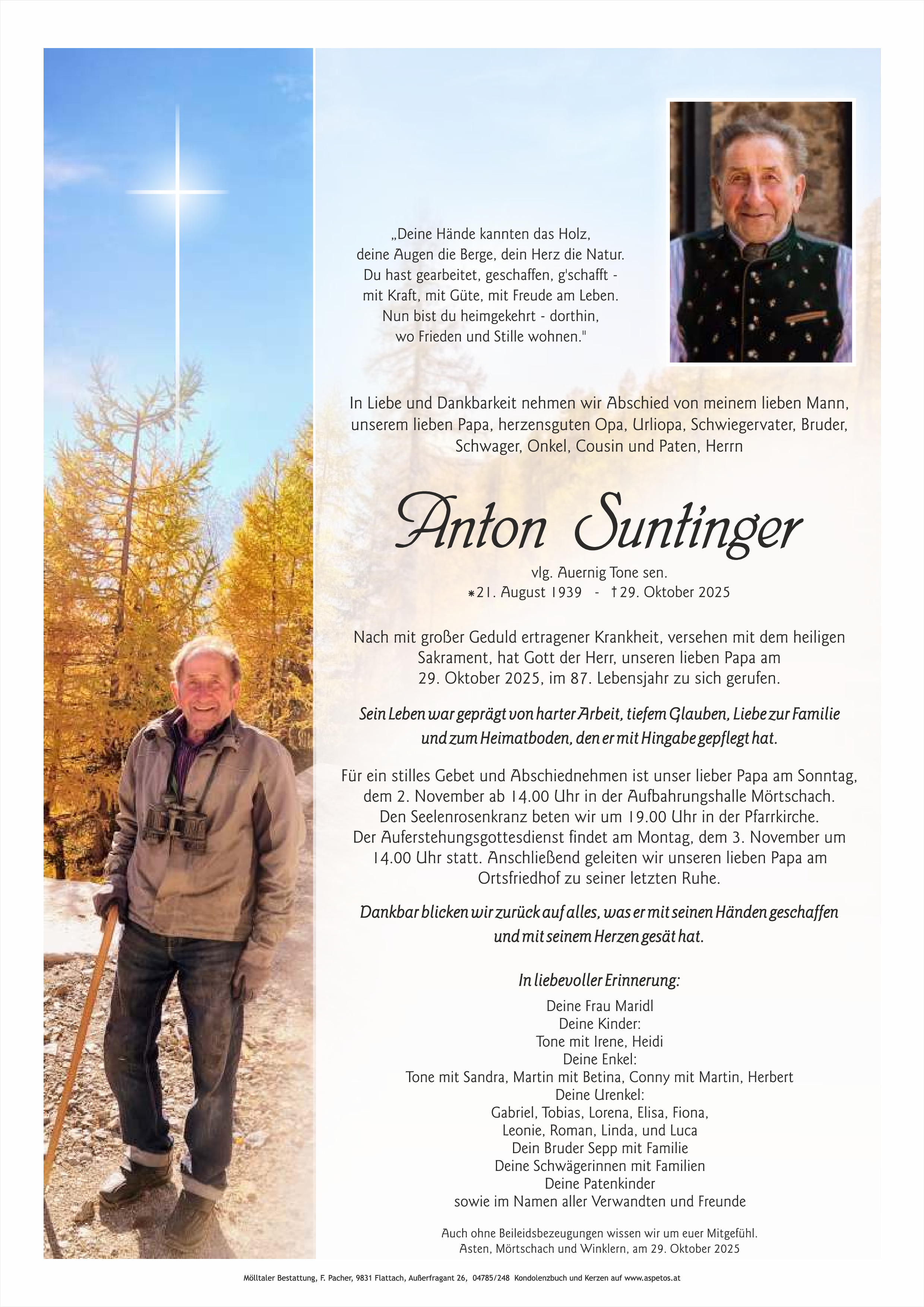 Traueranzeige von Anton Suntinger