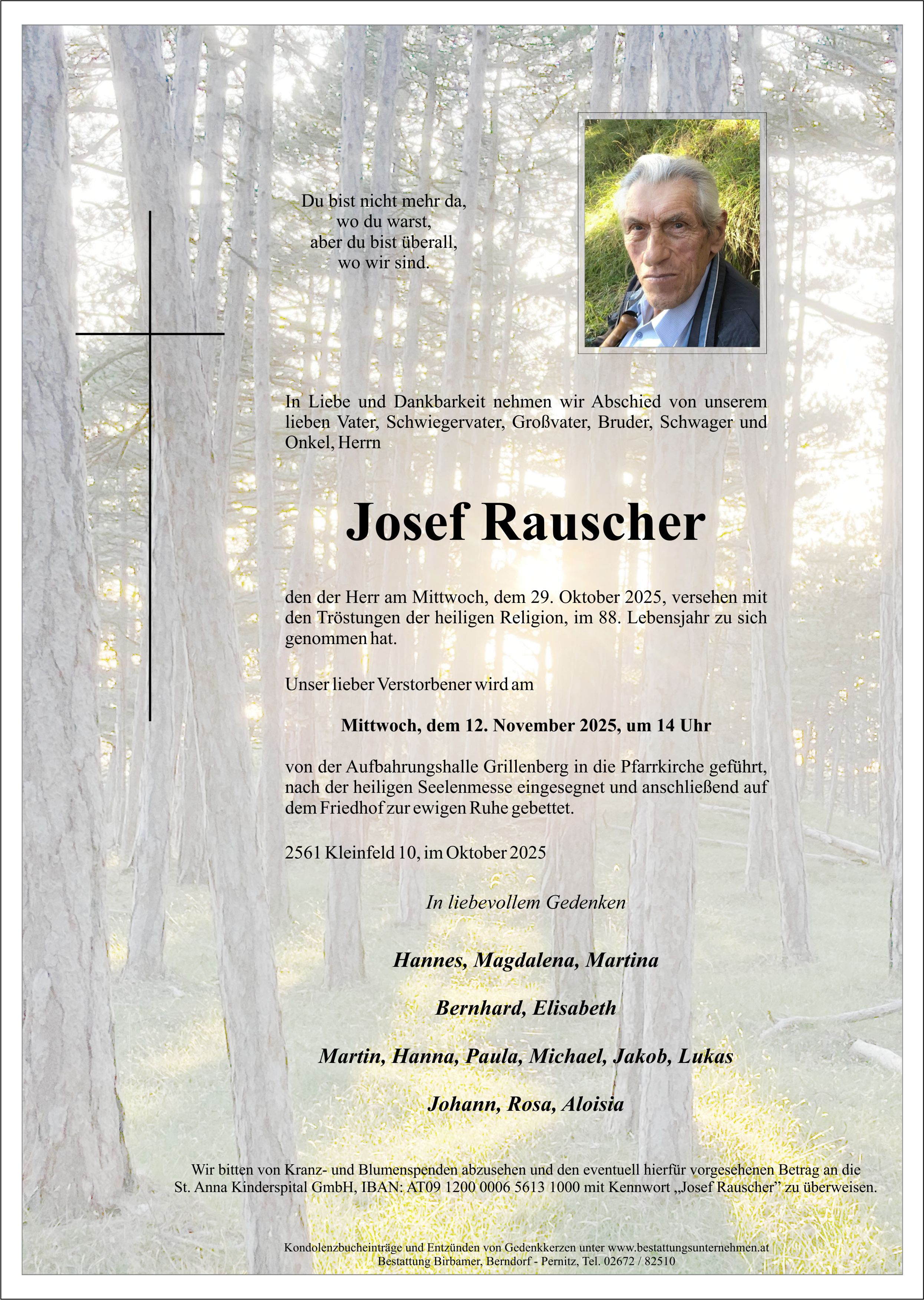 Traueranzeige von Josef Rauscher