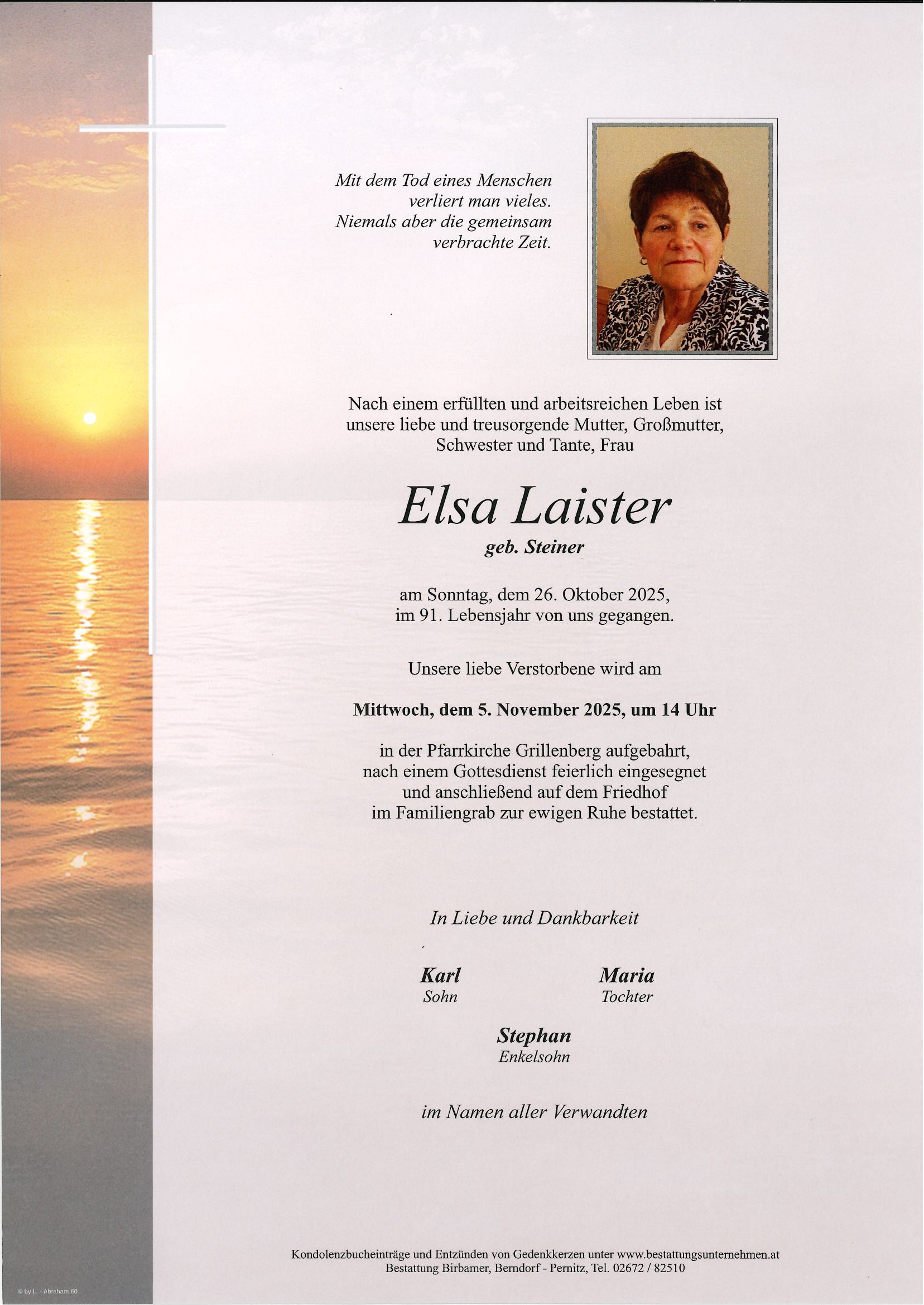 Traueranzeige von Elsa Laister
