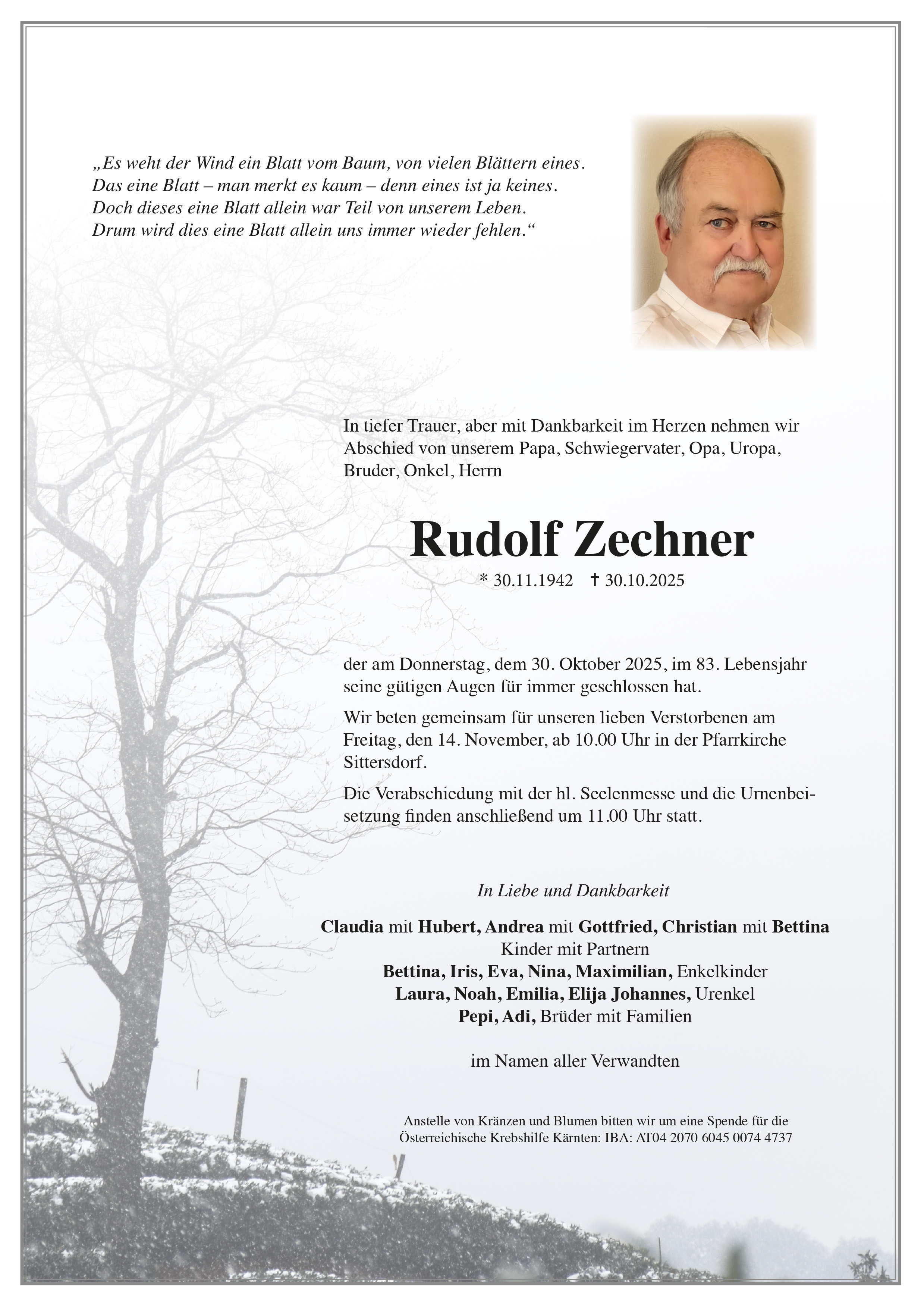 Traueranzeige von Rudolf Zechner