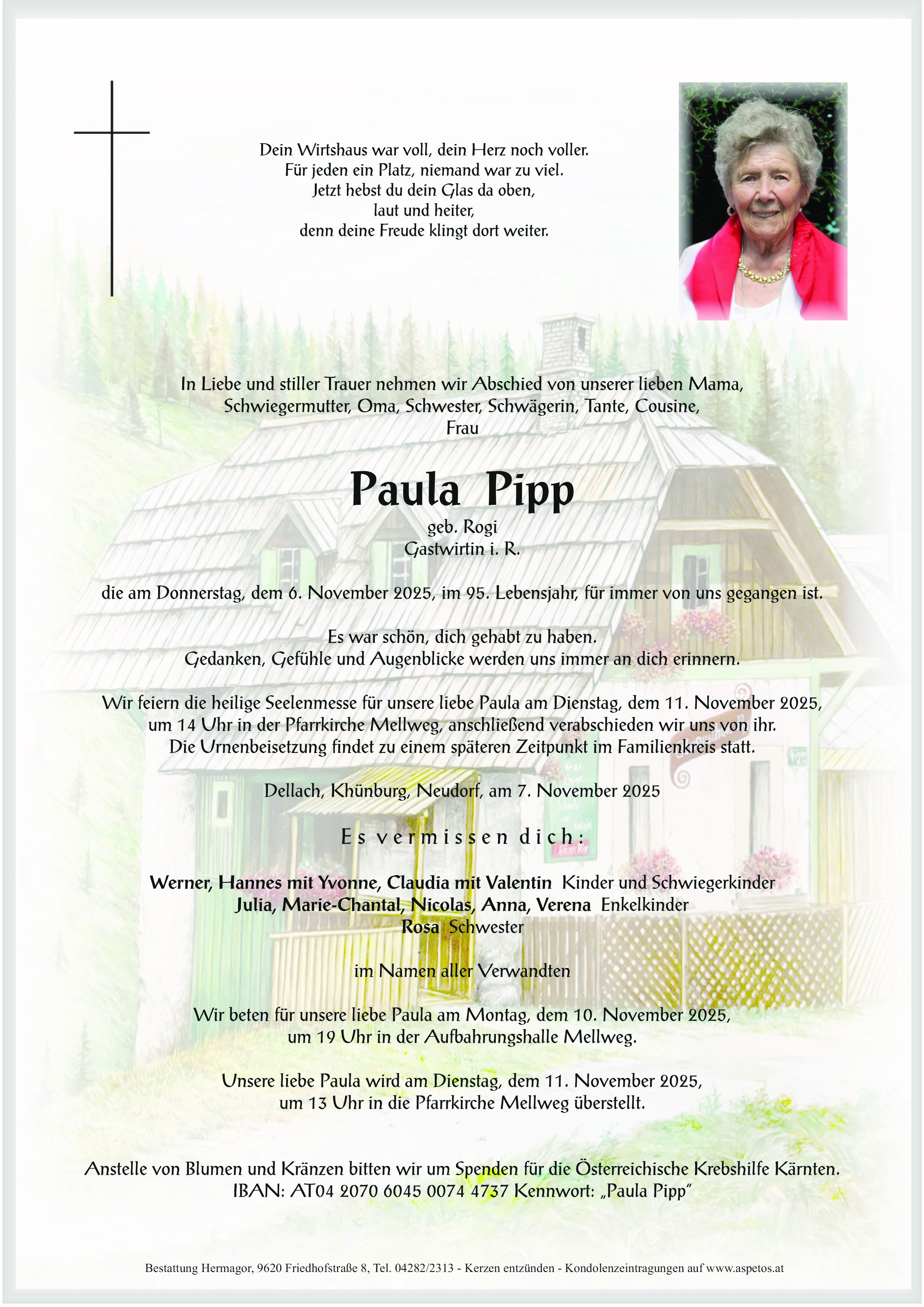 Traueranzeige von Paula Pipp