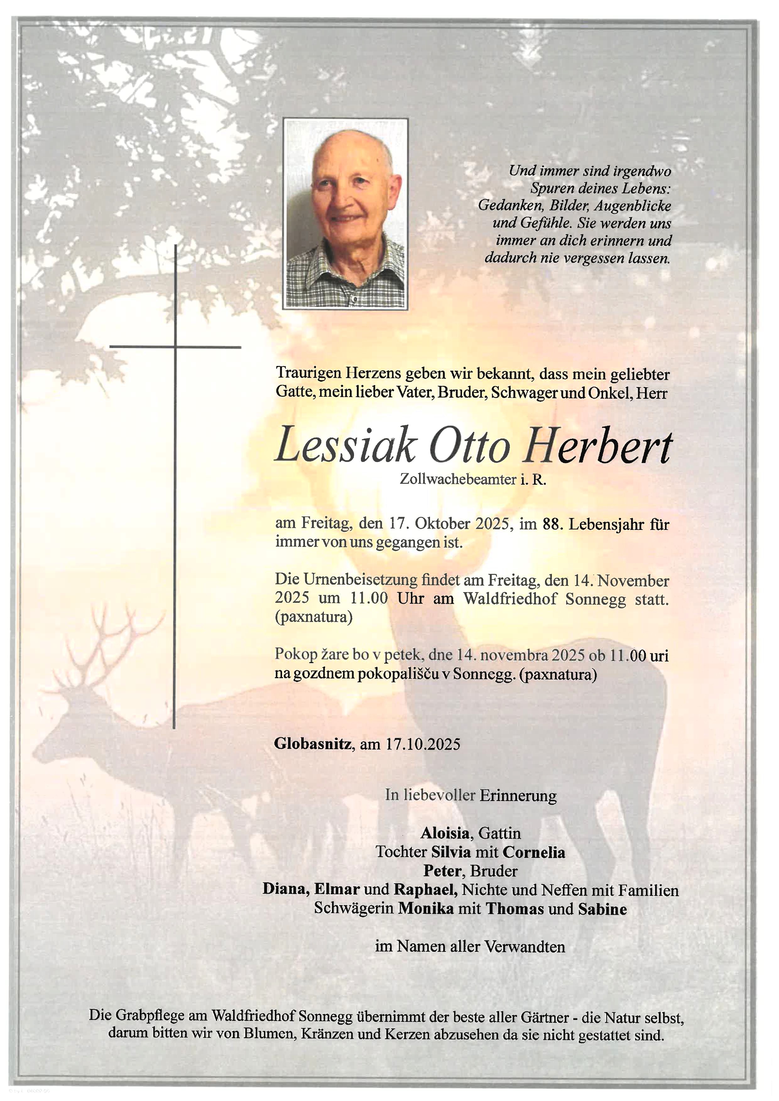 Traueranzeige von Otto Herbert Lessiak