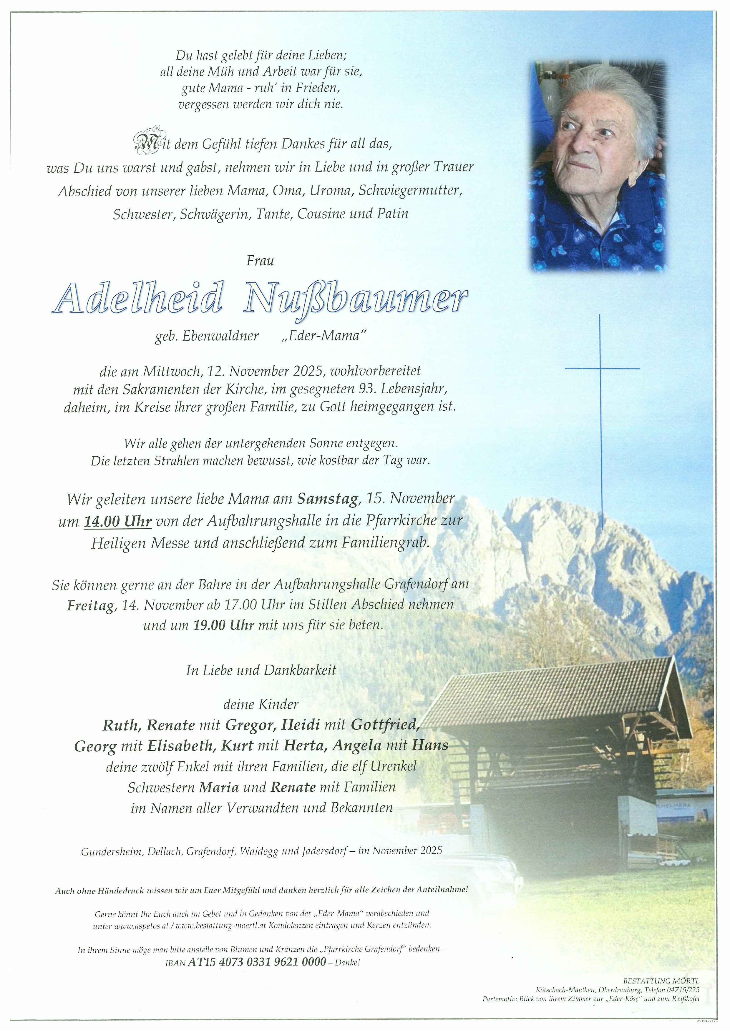 Traueranzeige von Adelheid Nußbaumer