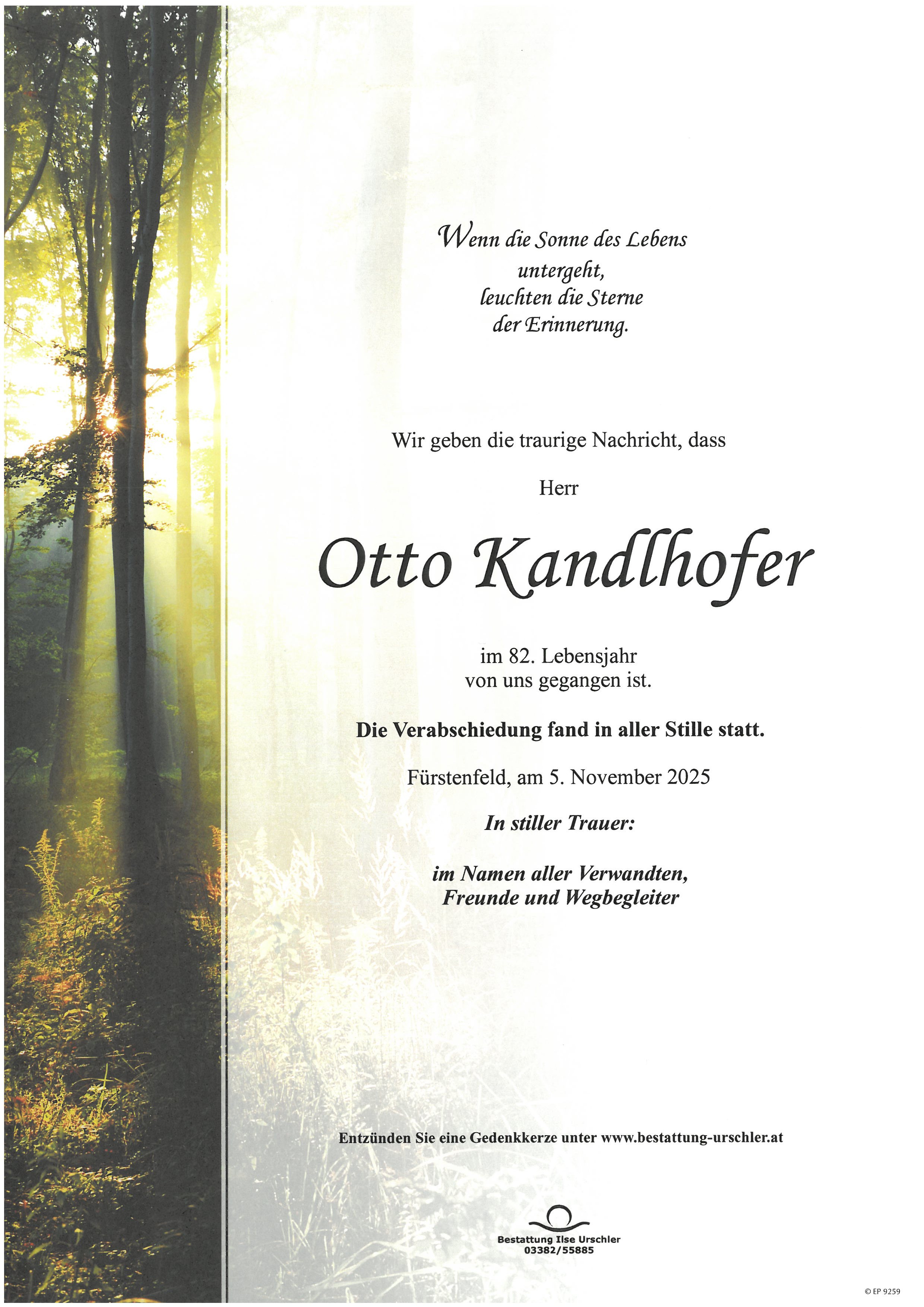 Traueranzeige von Otto Kandlhofer