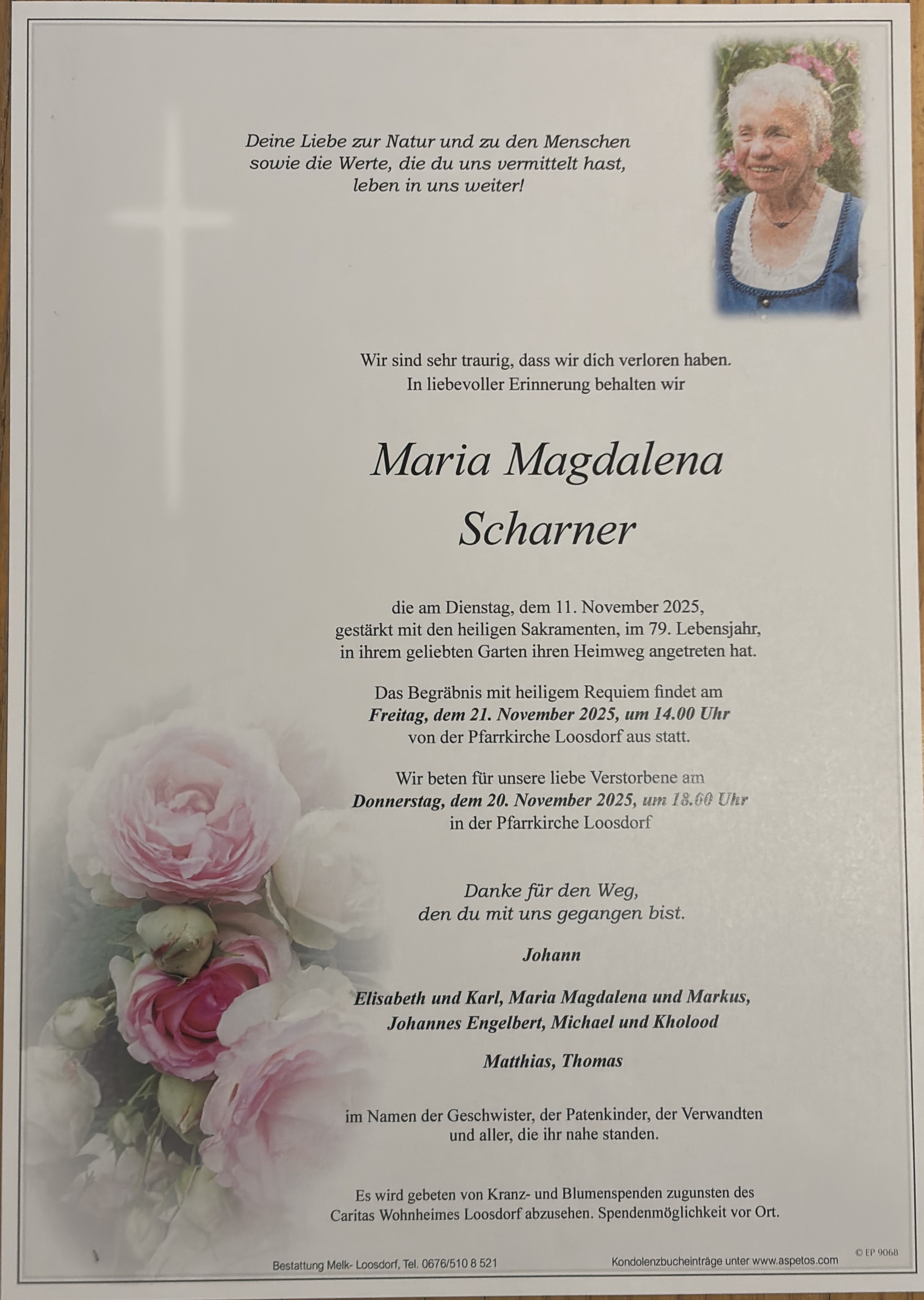 Traueranzeige von Maria Magdalena Scharner