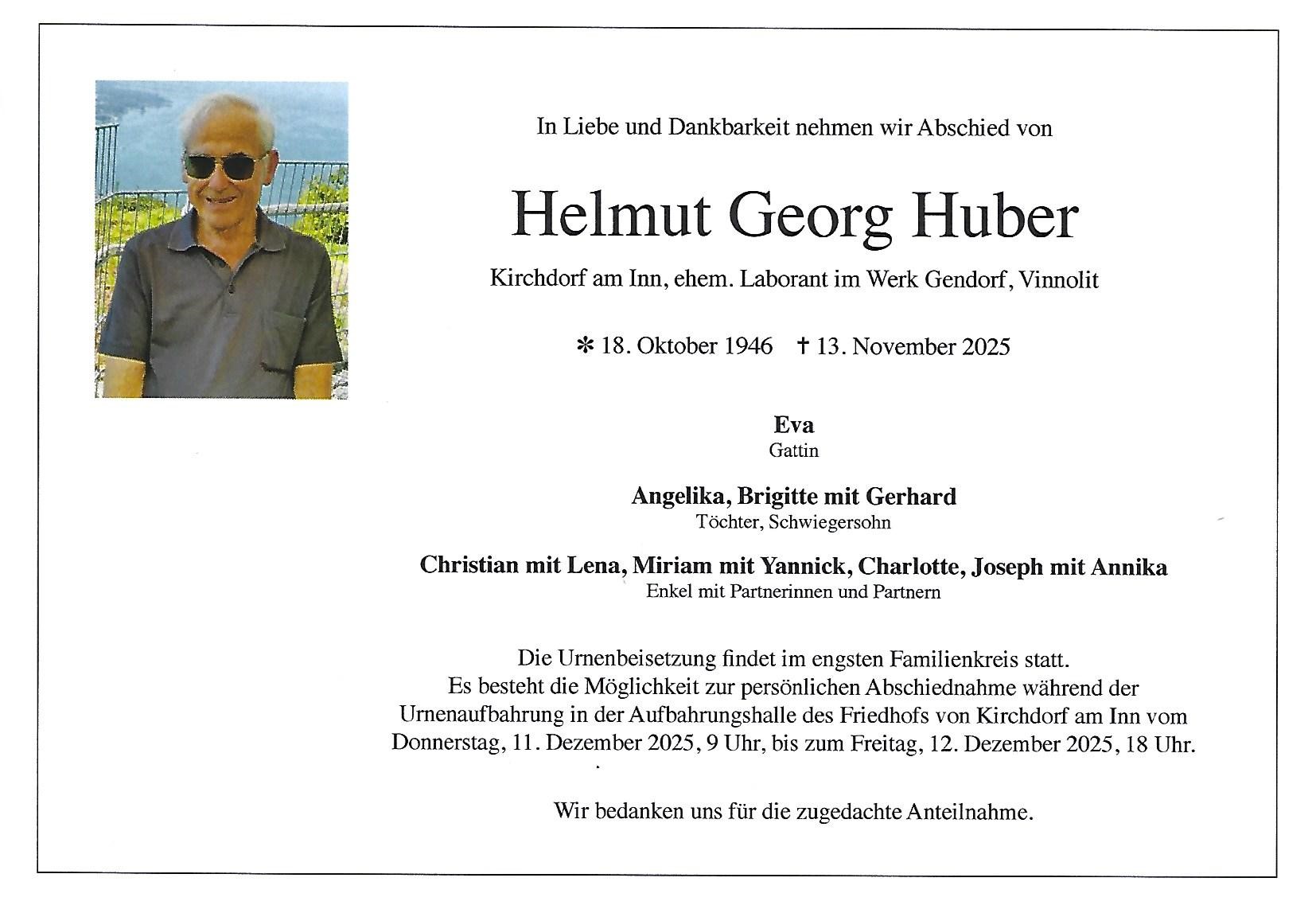Traueranzeige von Helmut Georg Huber