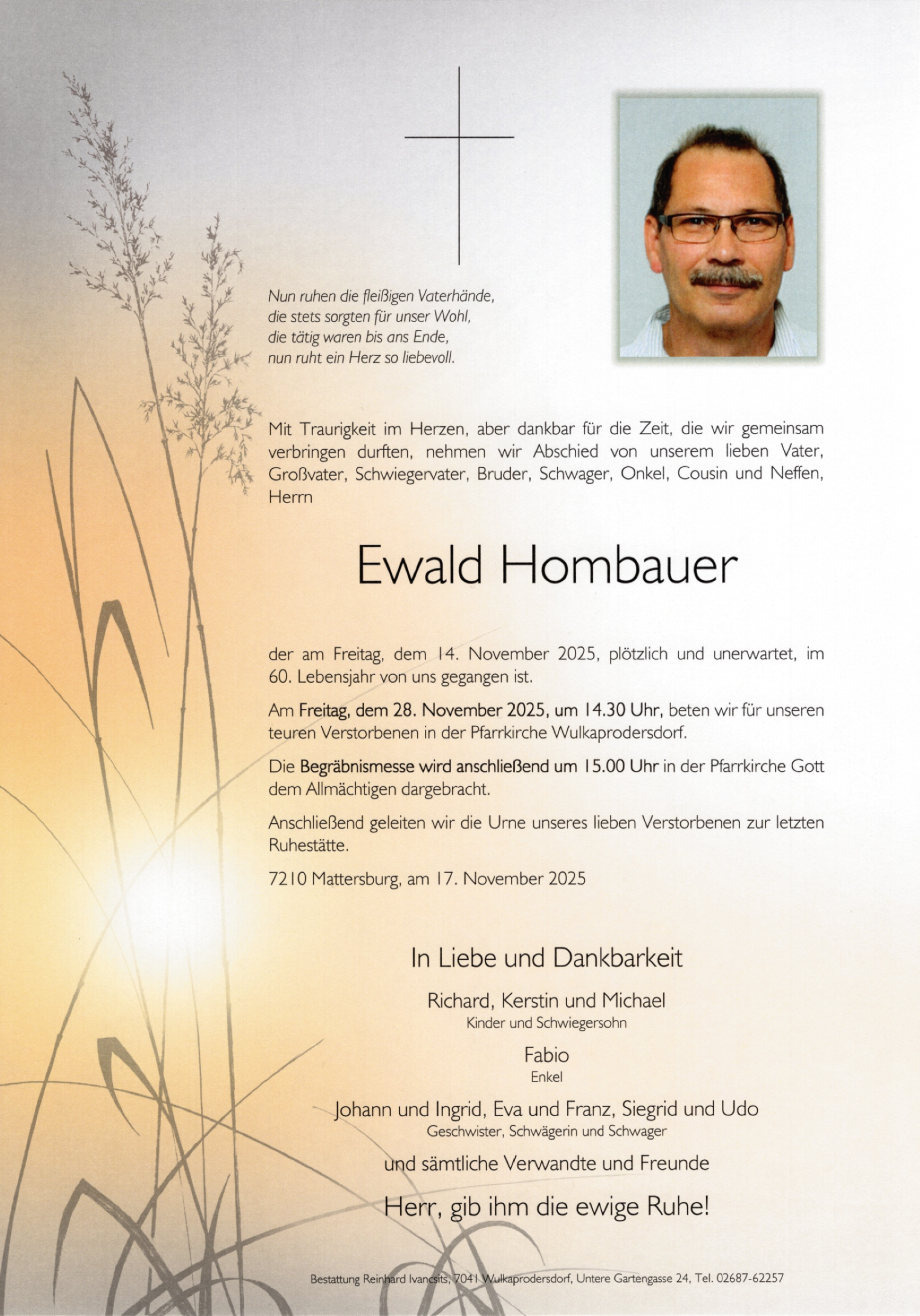 Traueranzeige von Ewald Hombauer