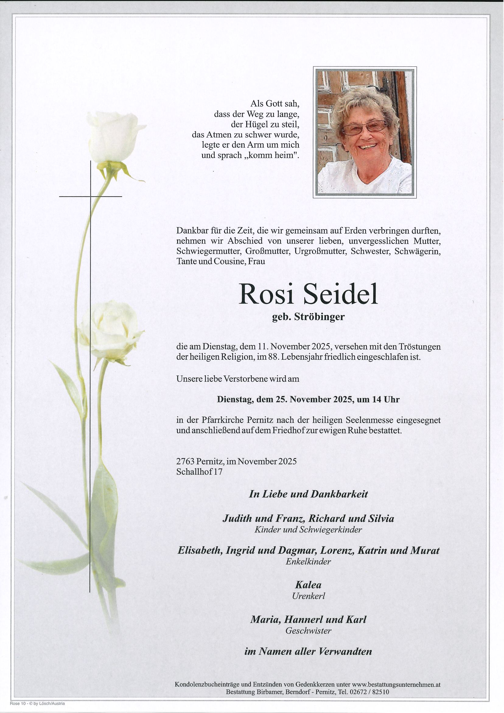 Traueranzeige von Rosi Seidel