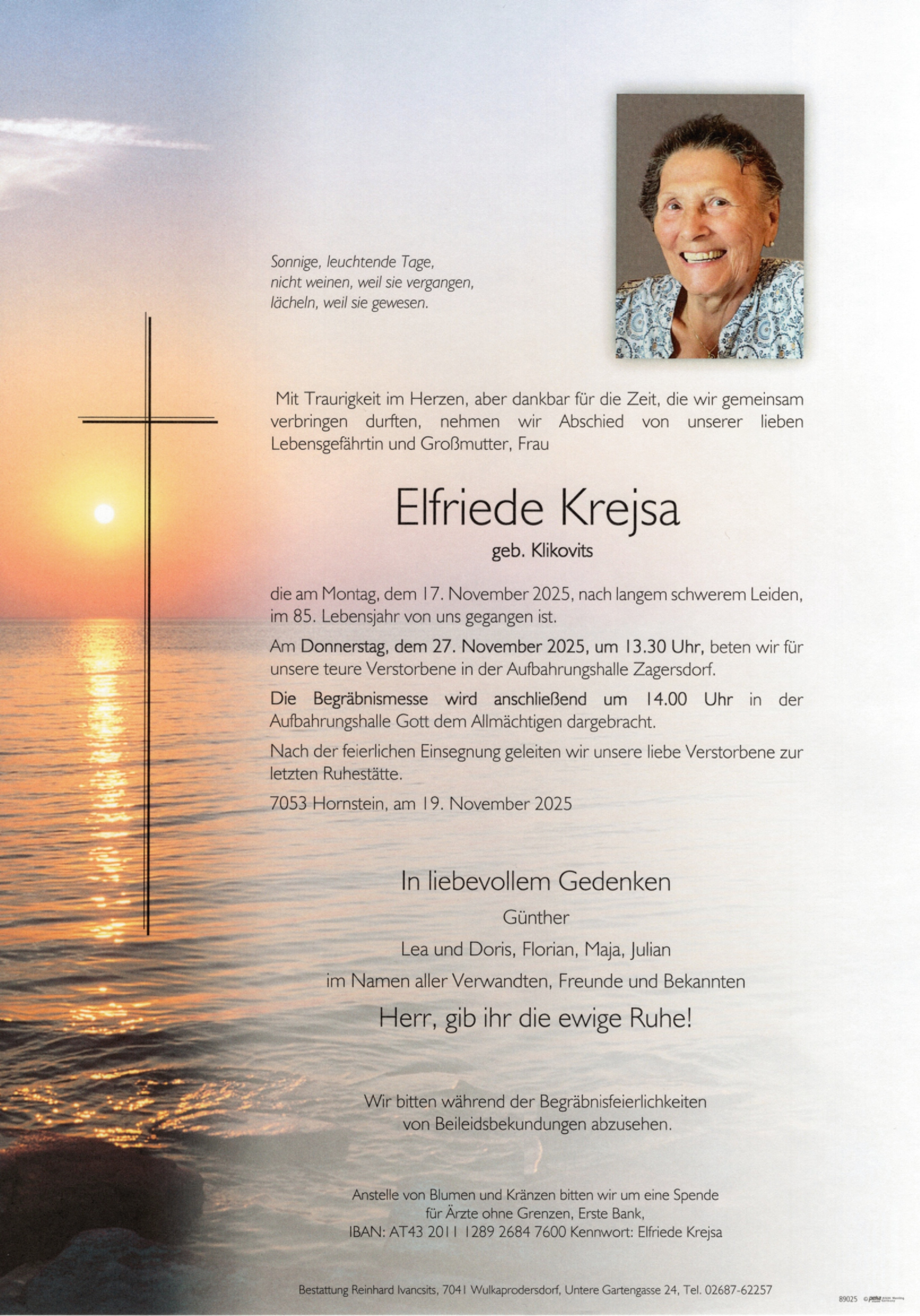 Traueranzeige von Elfriede Krejsa