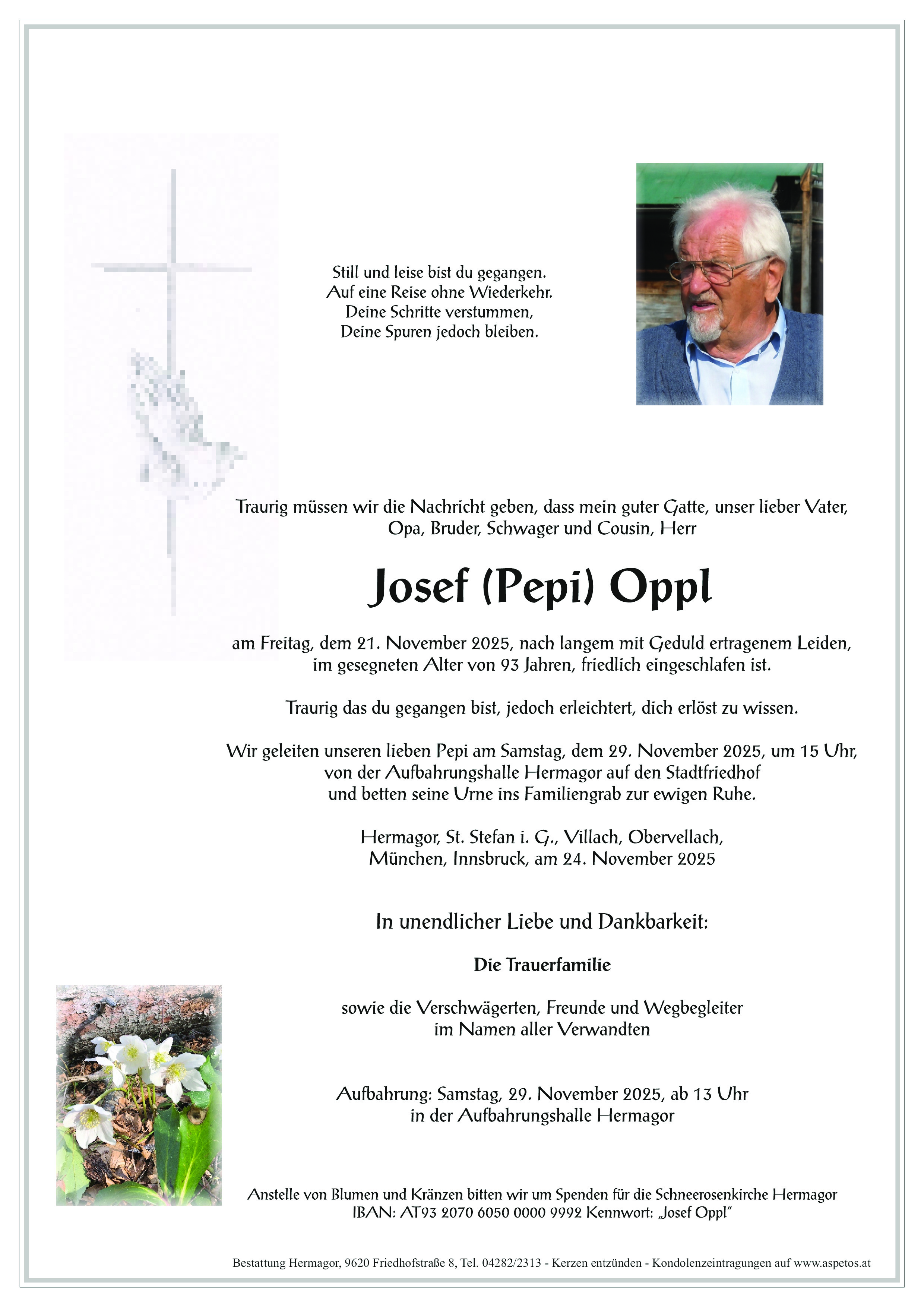 Traueranzeige von Josef (Pepi) Oppl