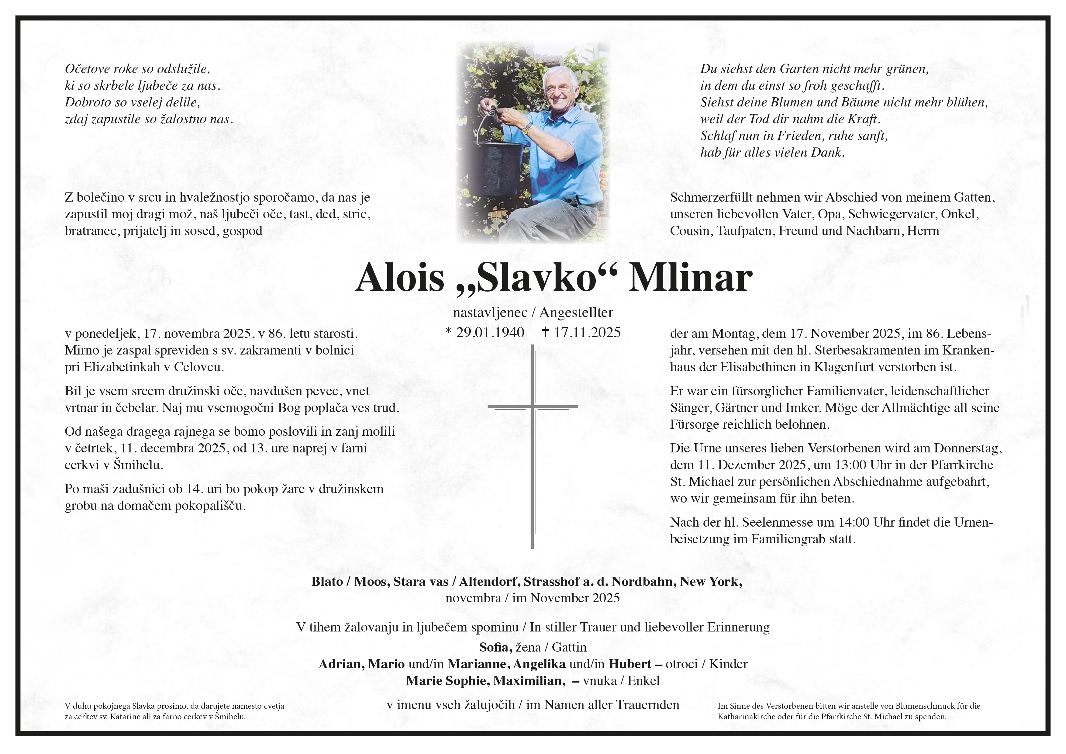 Traueranzeige von Alois Mlinar