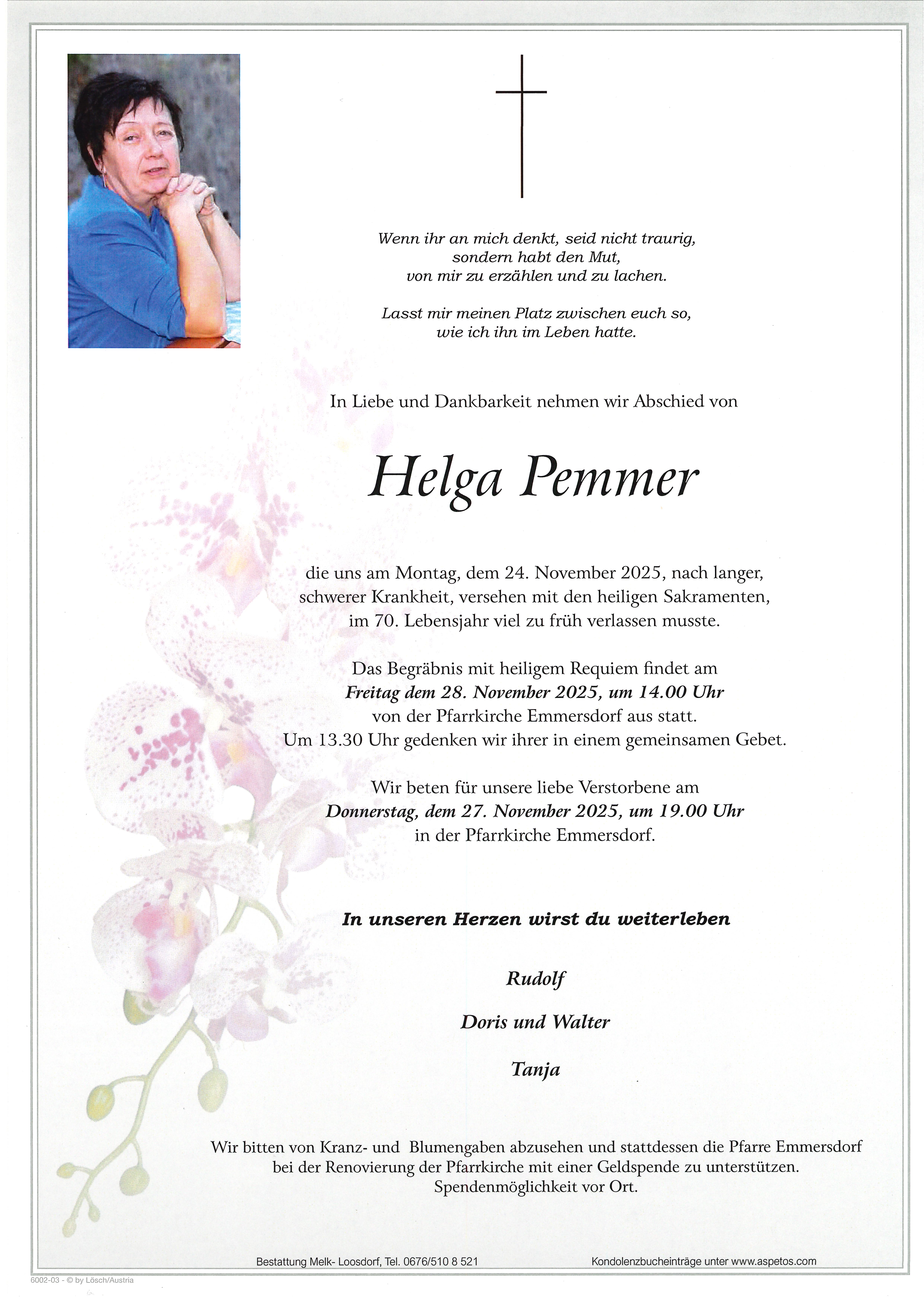 Traueranzeige von Helga Pemmer