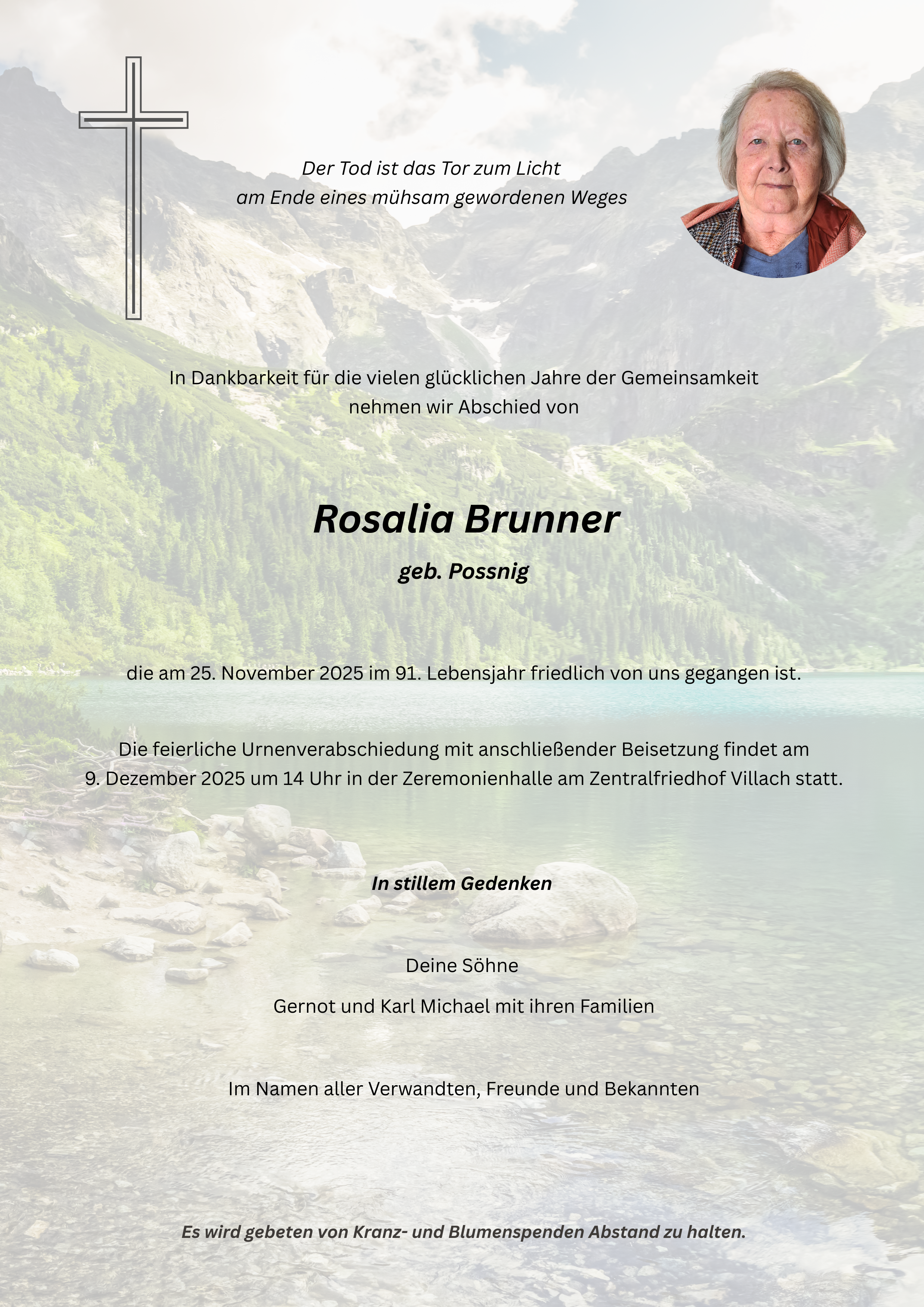 Traueranzeige von Rosalia Brunner