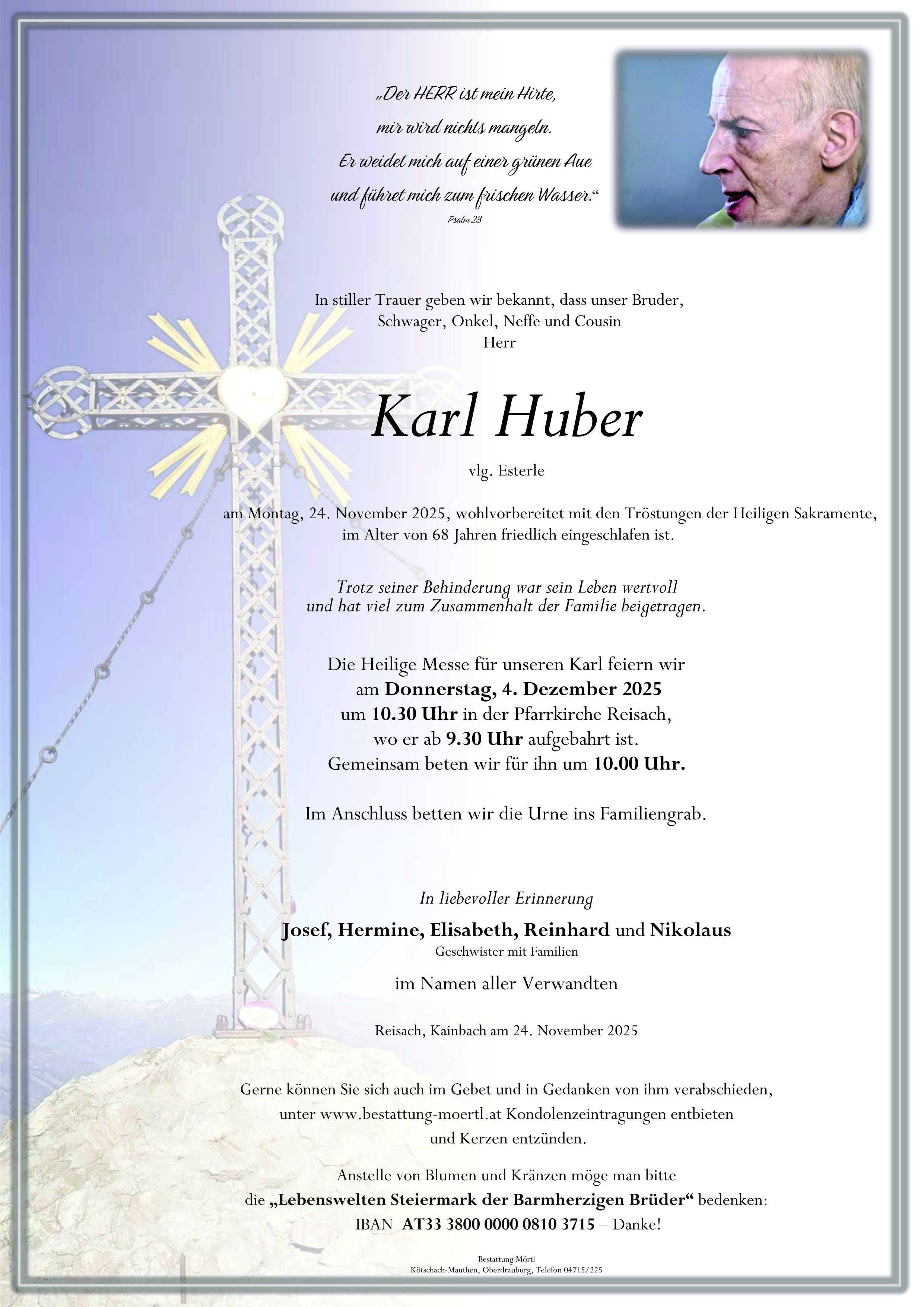 Traueranzeige von Karl Huber