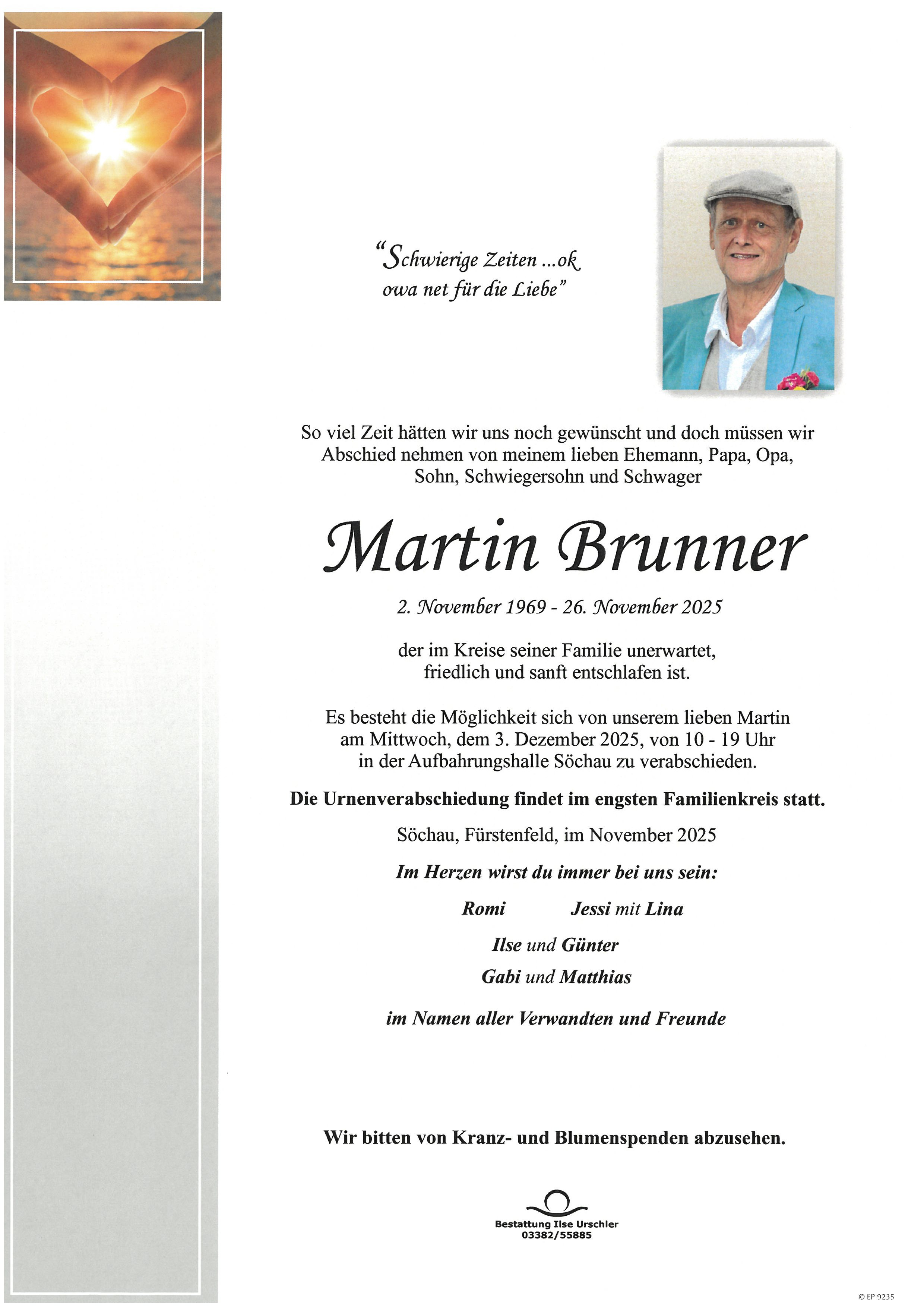 Traueranzeige von Martin Brunner