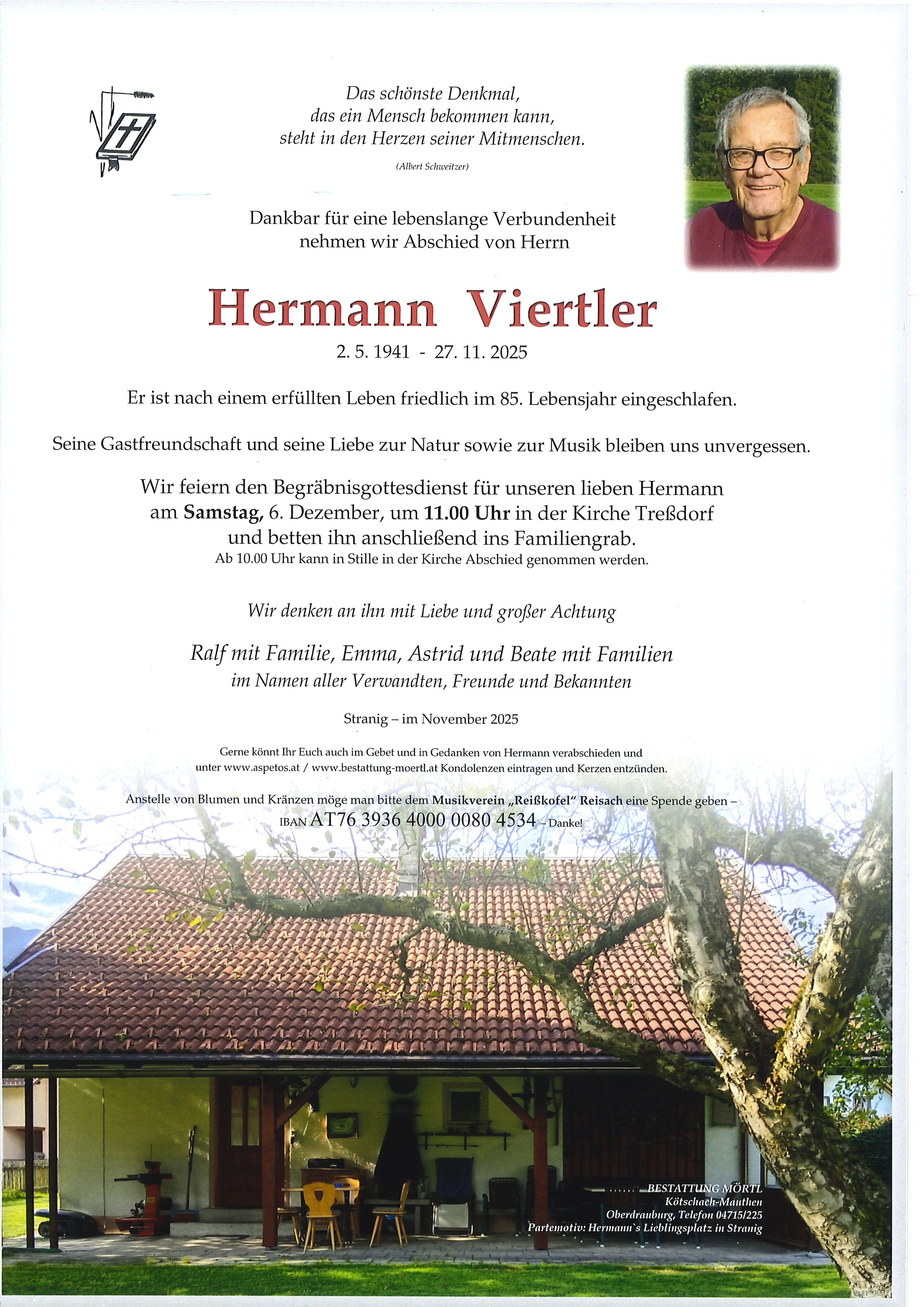 Traueranzeige von Hermann Viertler