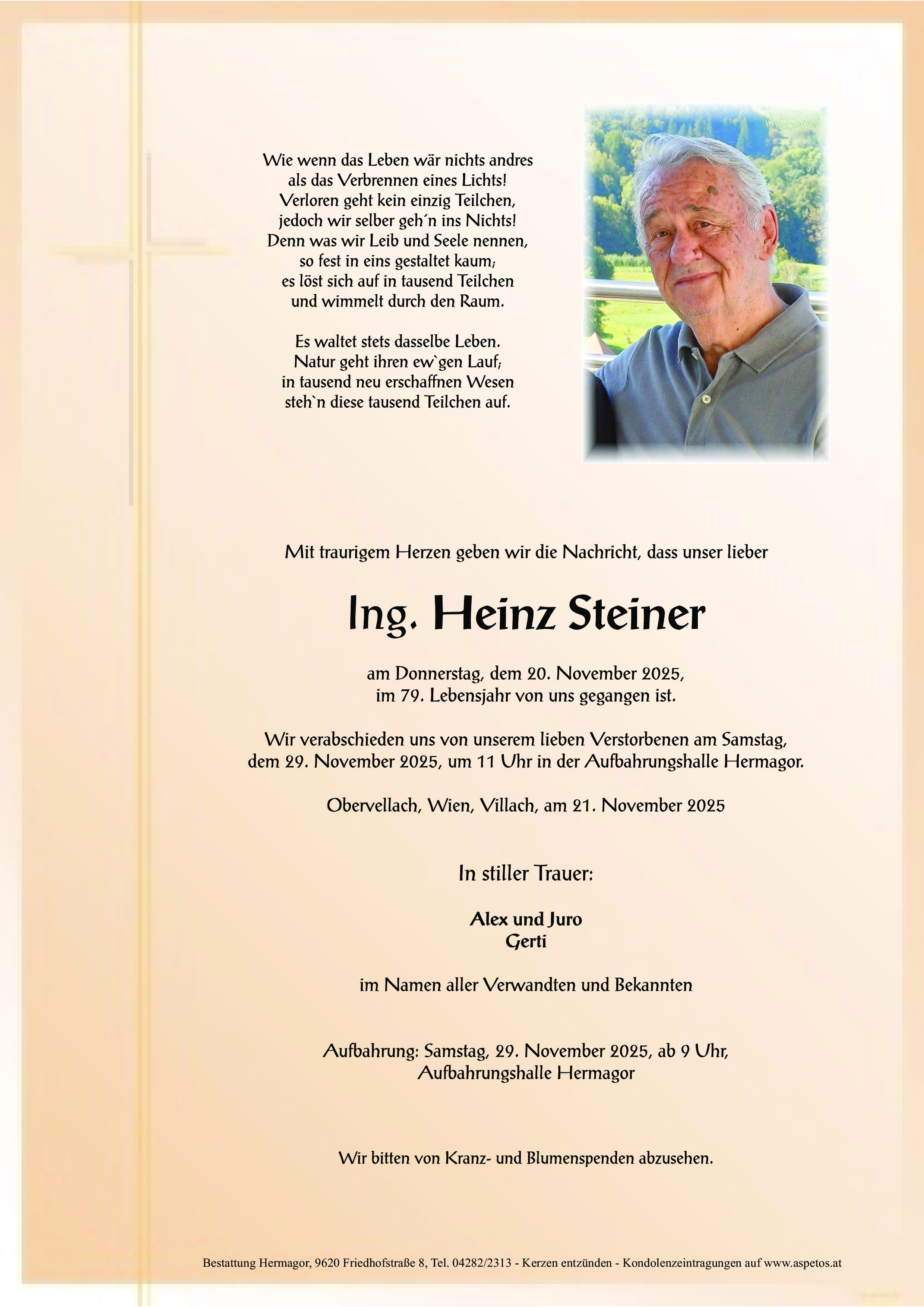 Traueranzeige von Heinz Steiner