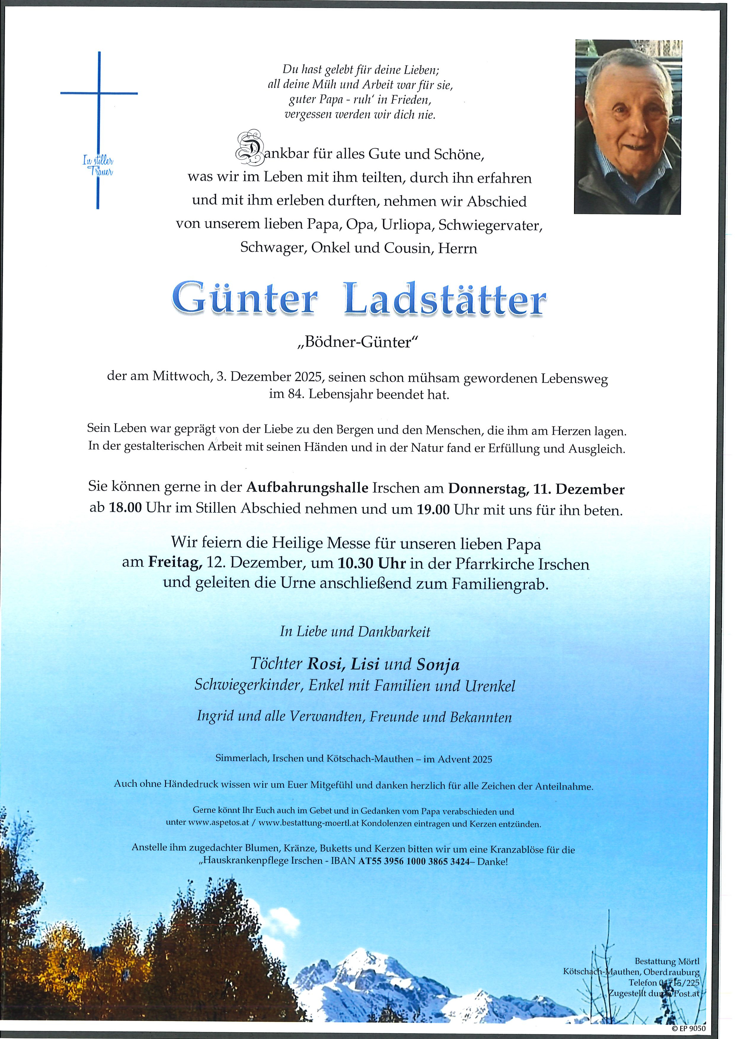 Traueranzeige von Günter Ladstätter