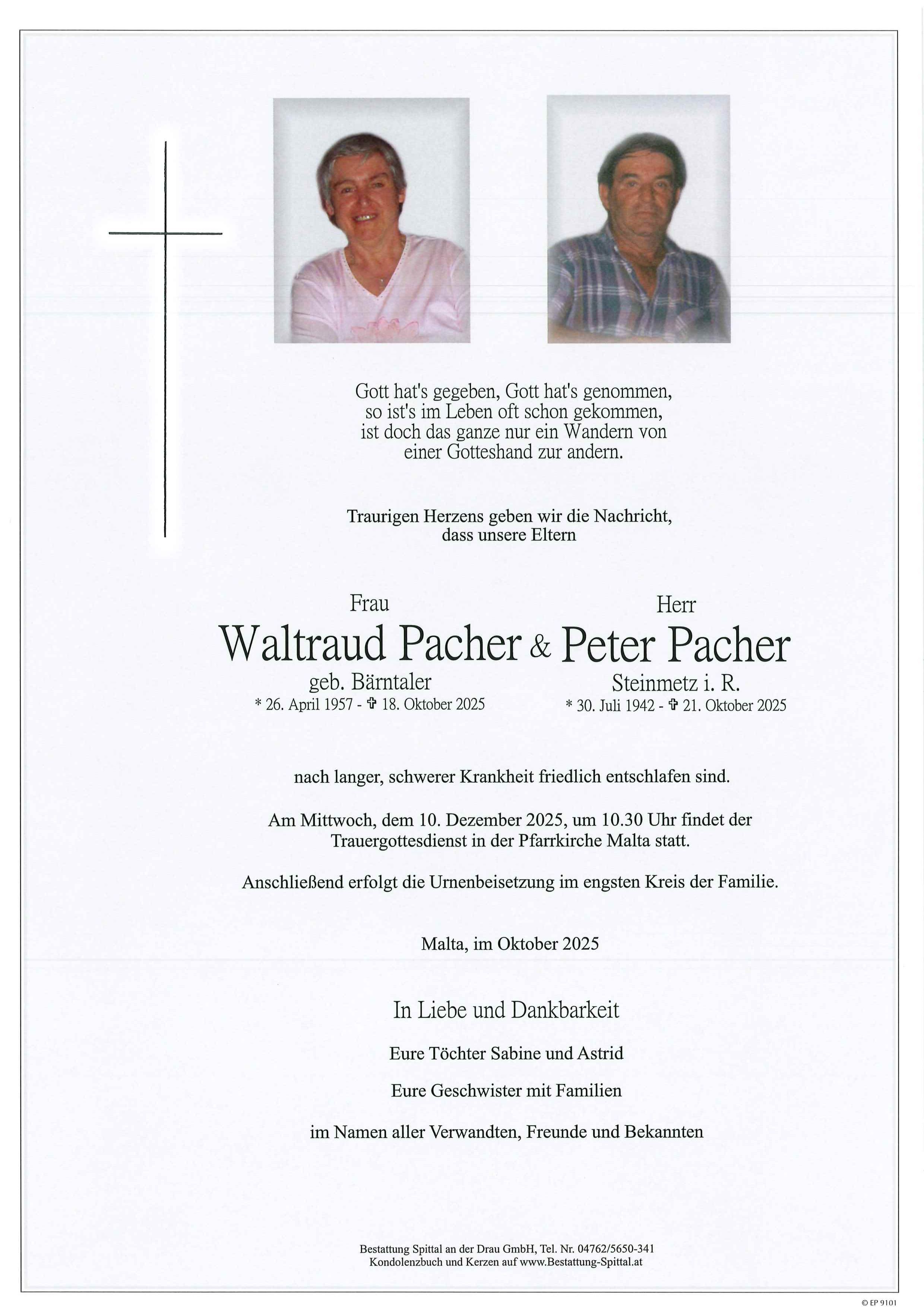 Traueranzeige von Waltraud Pacher