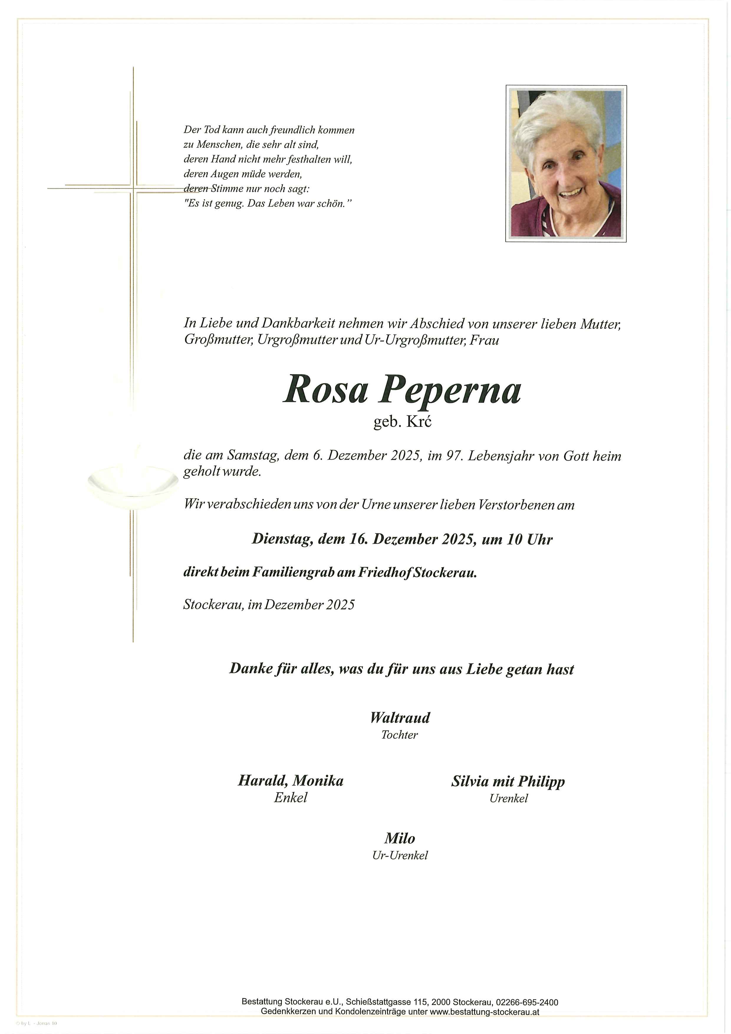 Traueranzeige von Rosa Peperna