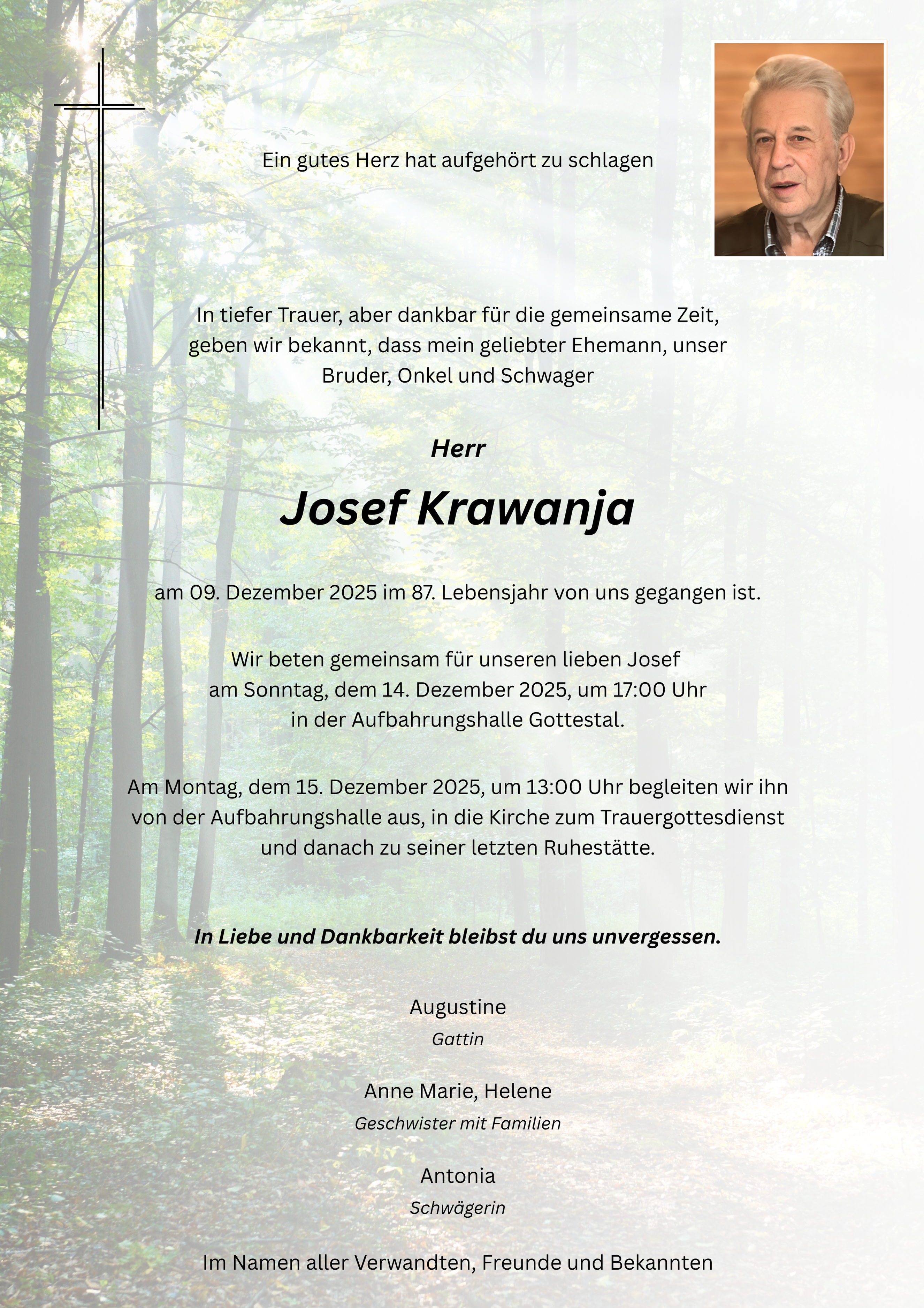 Traueranzeige von Josef Krawanja