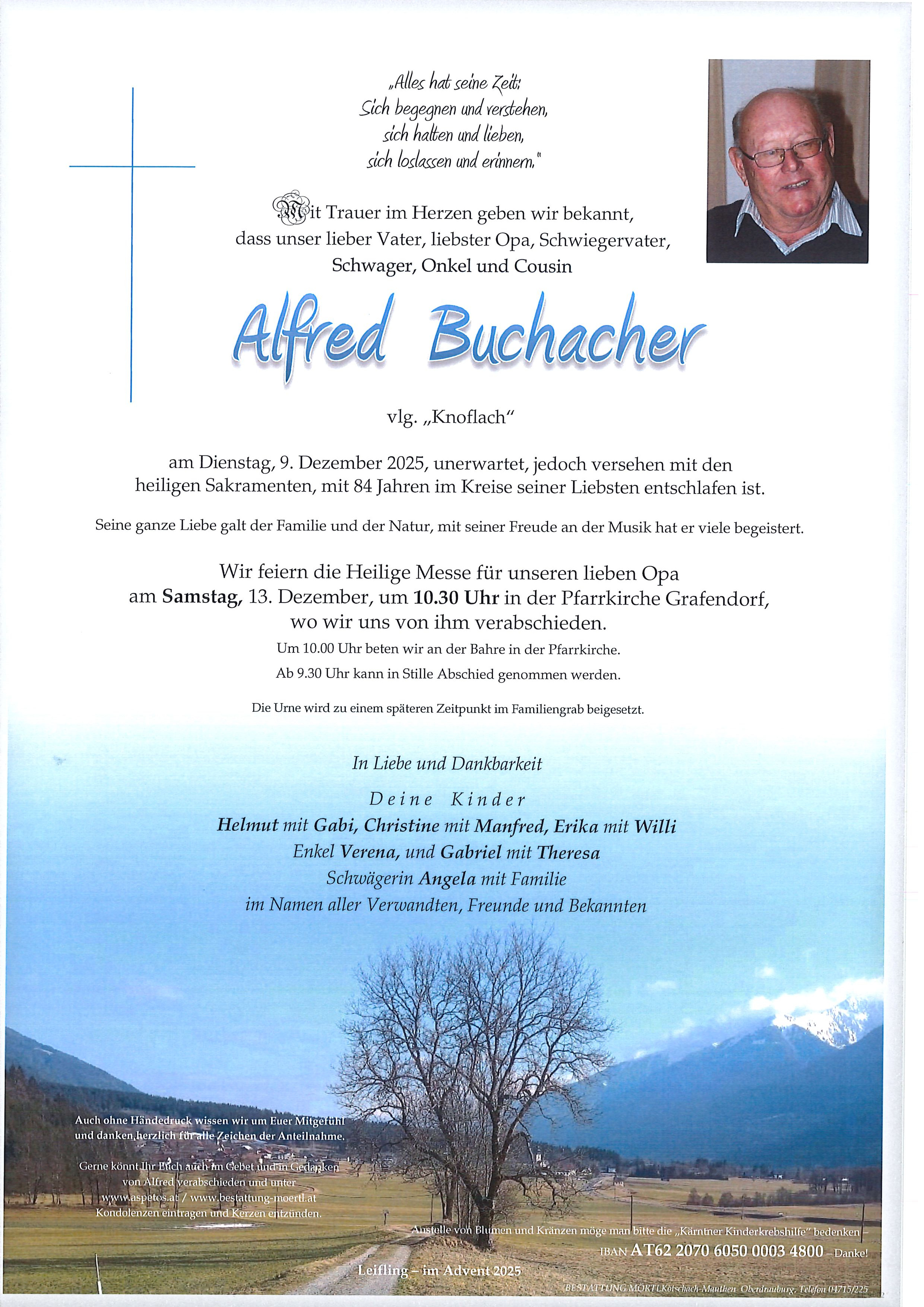 Traueranzeige von Alfred Buchacher