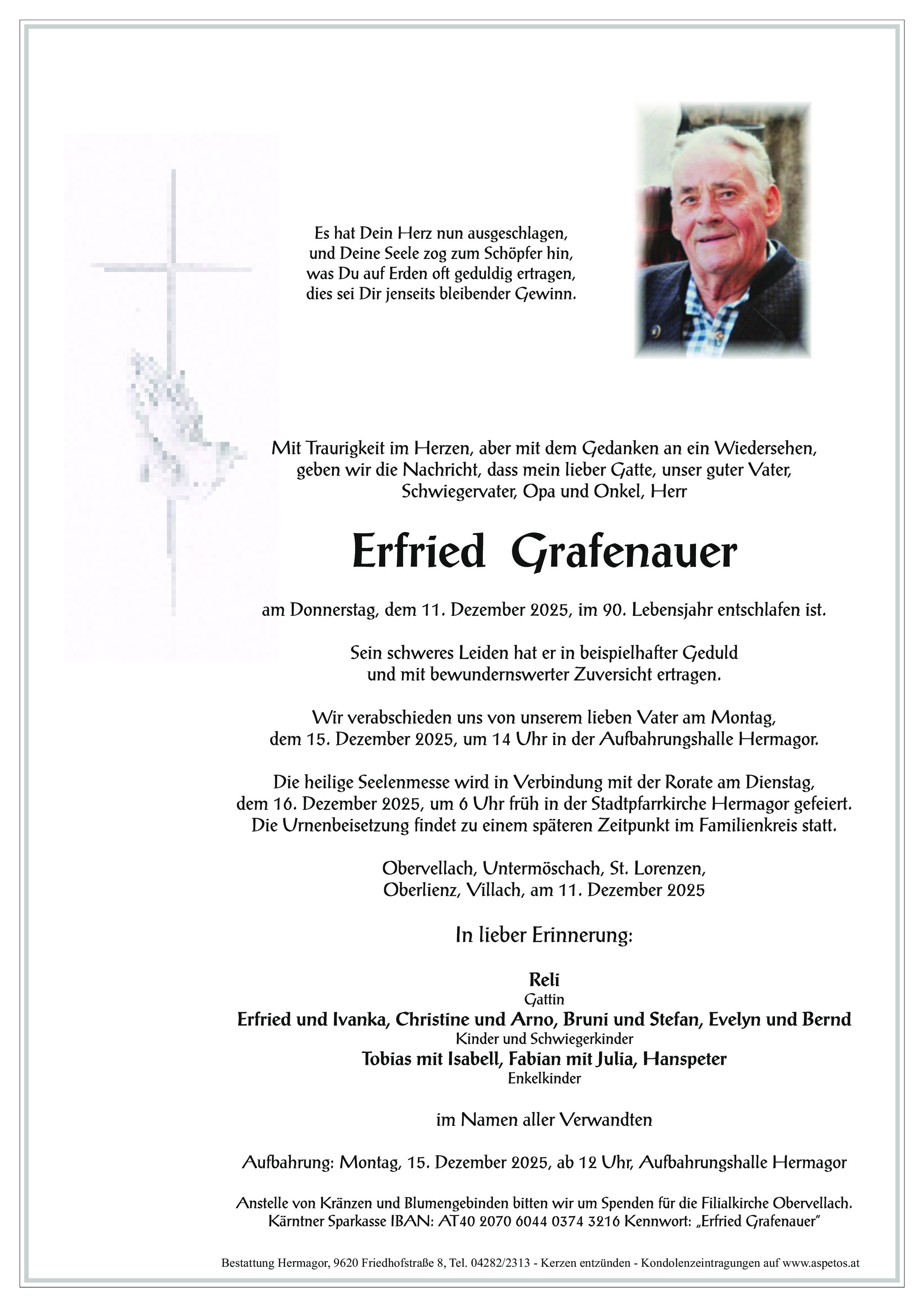 Traueranzeige von Erfried Grafenauer