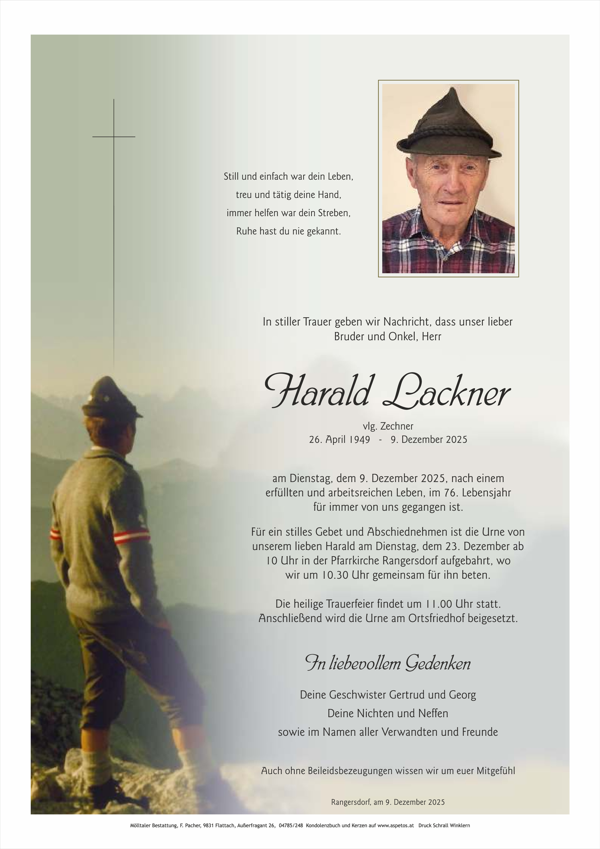 Traueranzeige von Harald Lackner