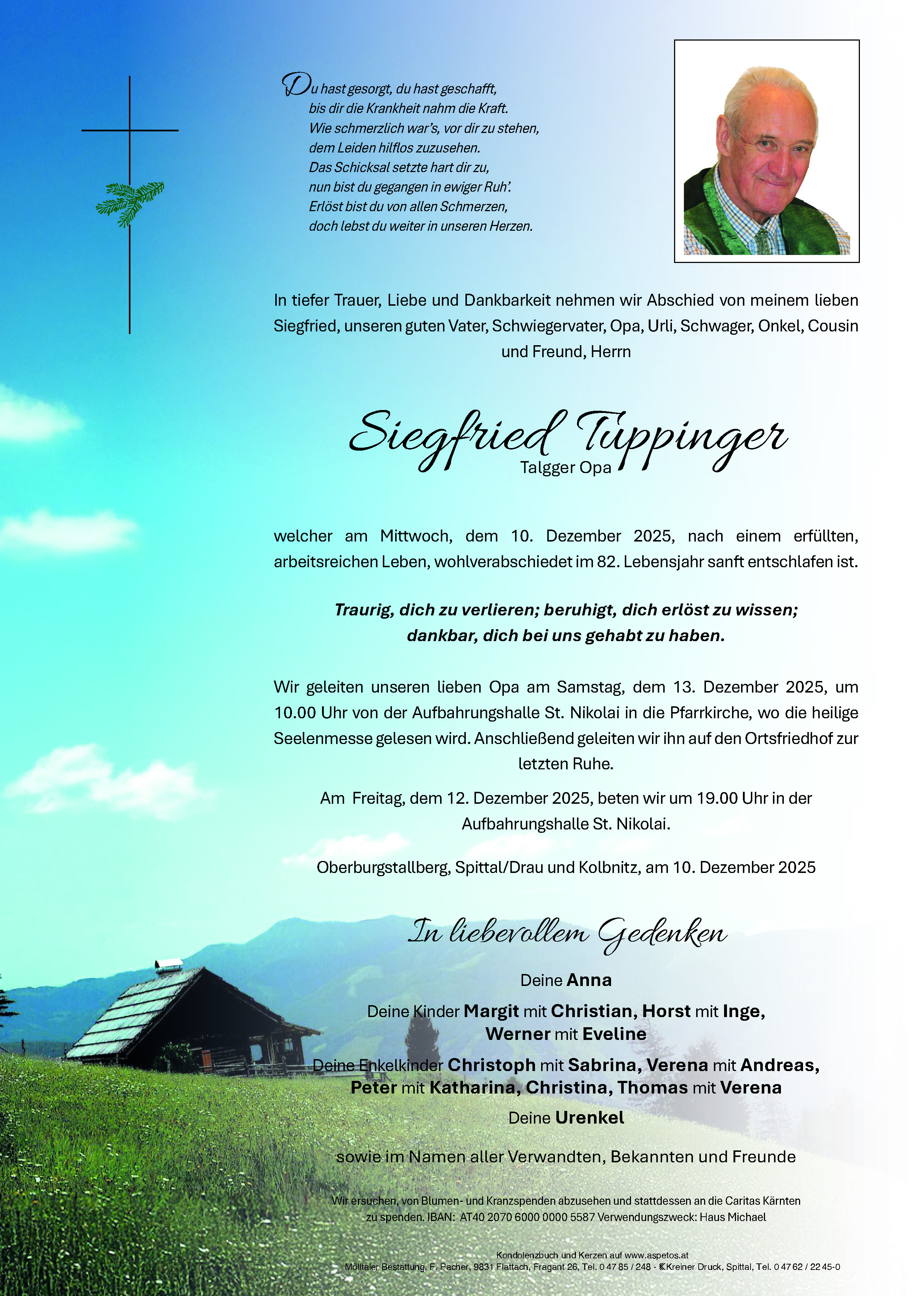 Traueranzeige von Siegfried Tuppinger