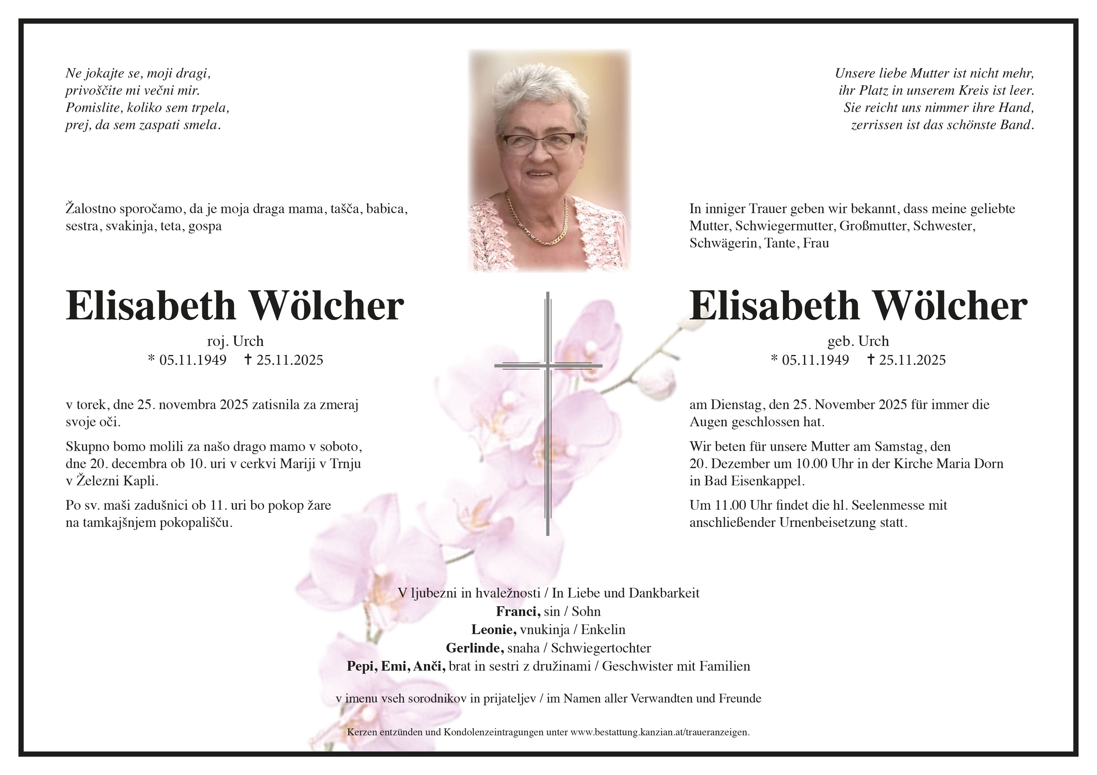 Traueranzeige von Elisabeth Wölcher