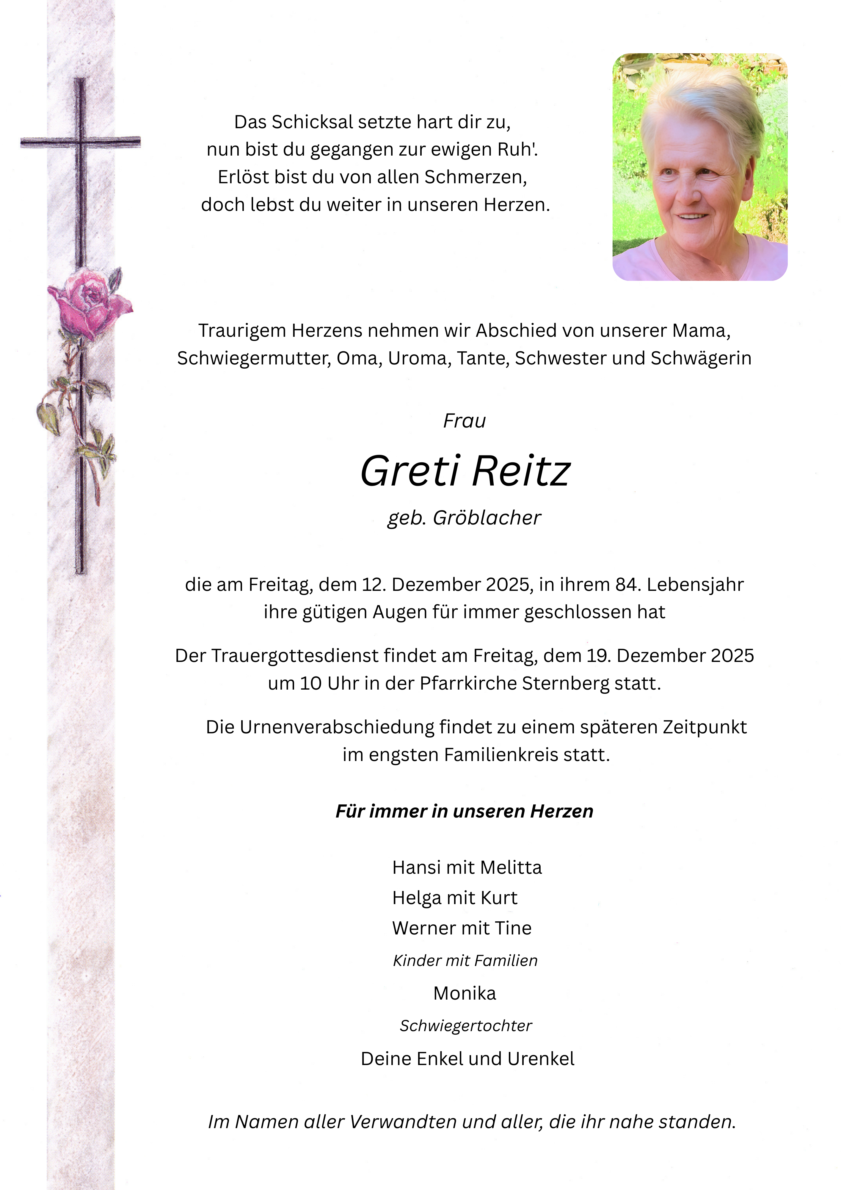 Traueranzeige von Margarethe Reitz