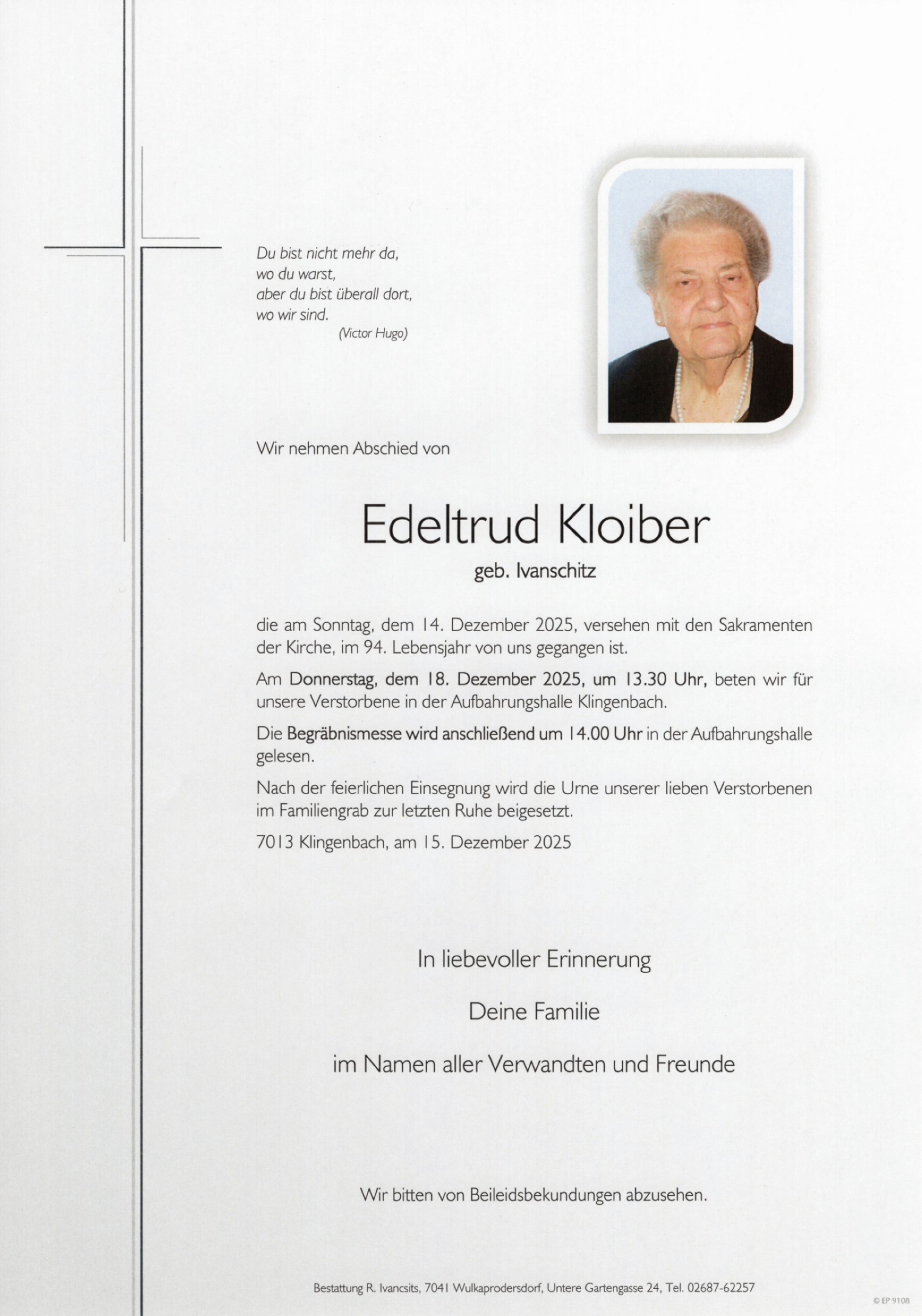 Traueranzeige von Edeltrud Kloiber