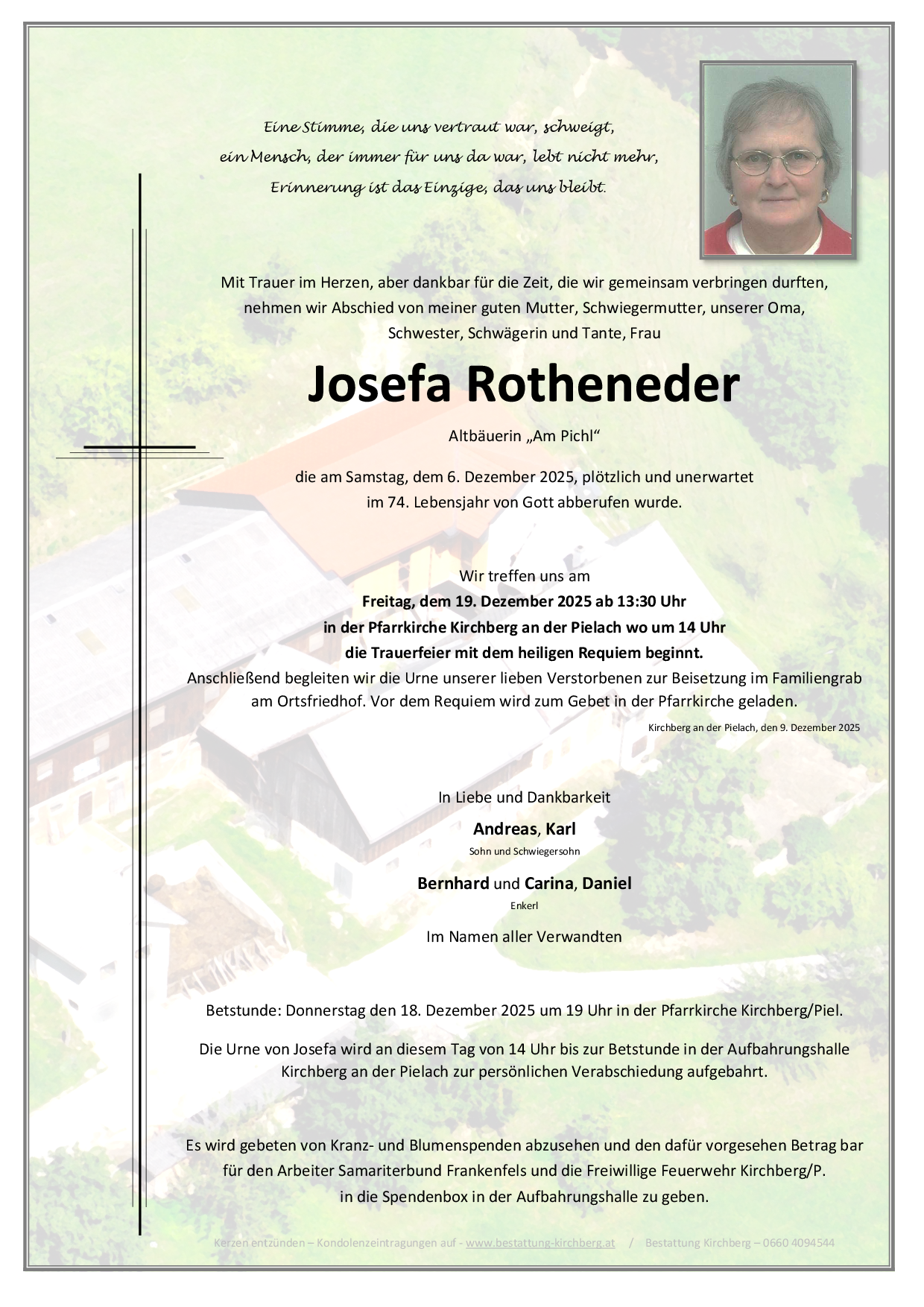 Traueranzeige von Josefa Rotheneder