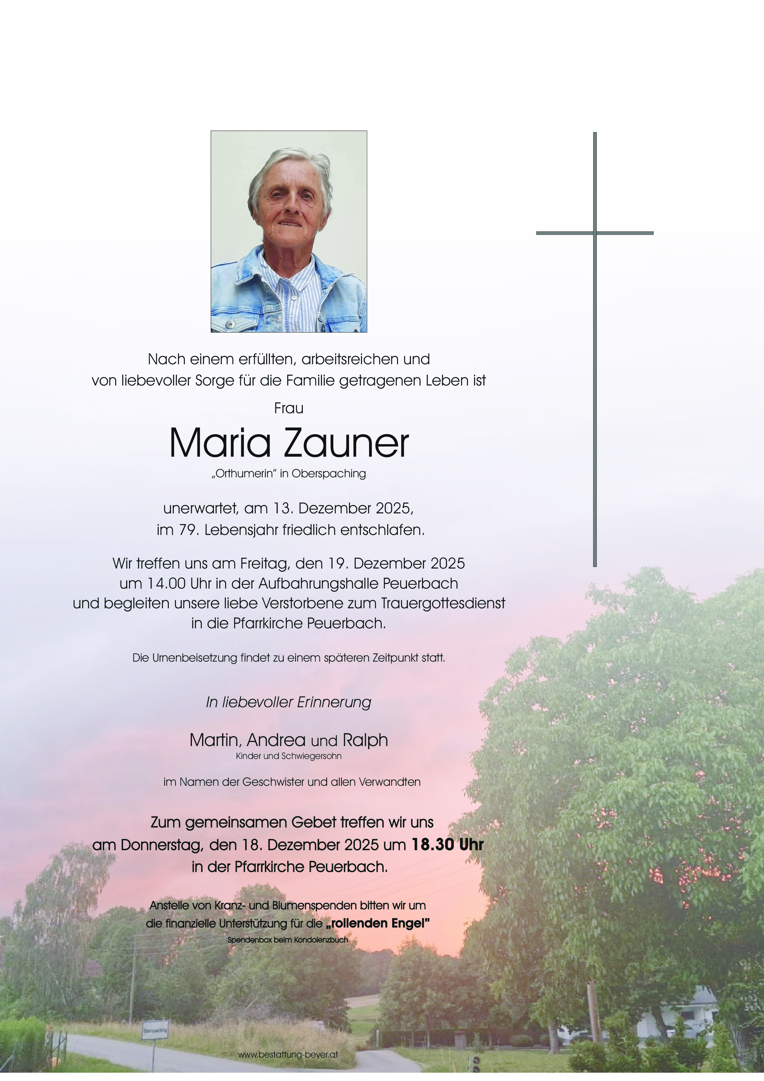 Traueranzeige von Maria Zauner