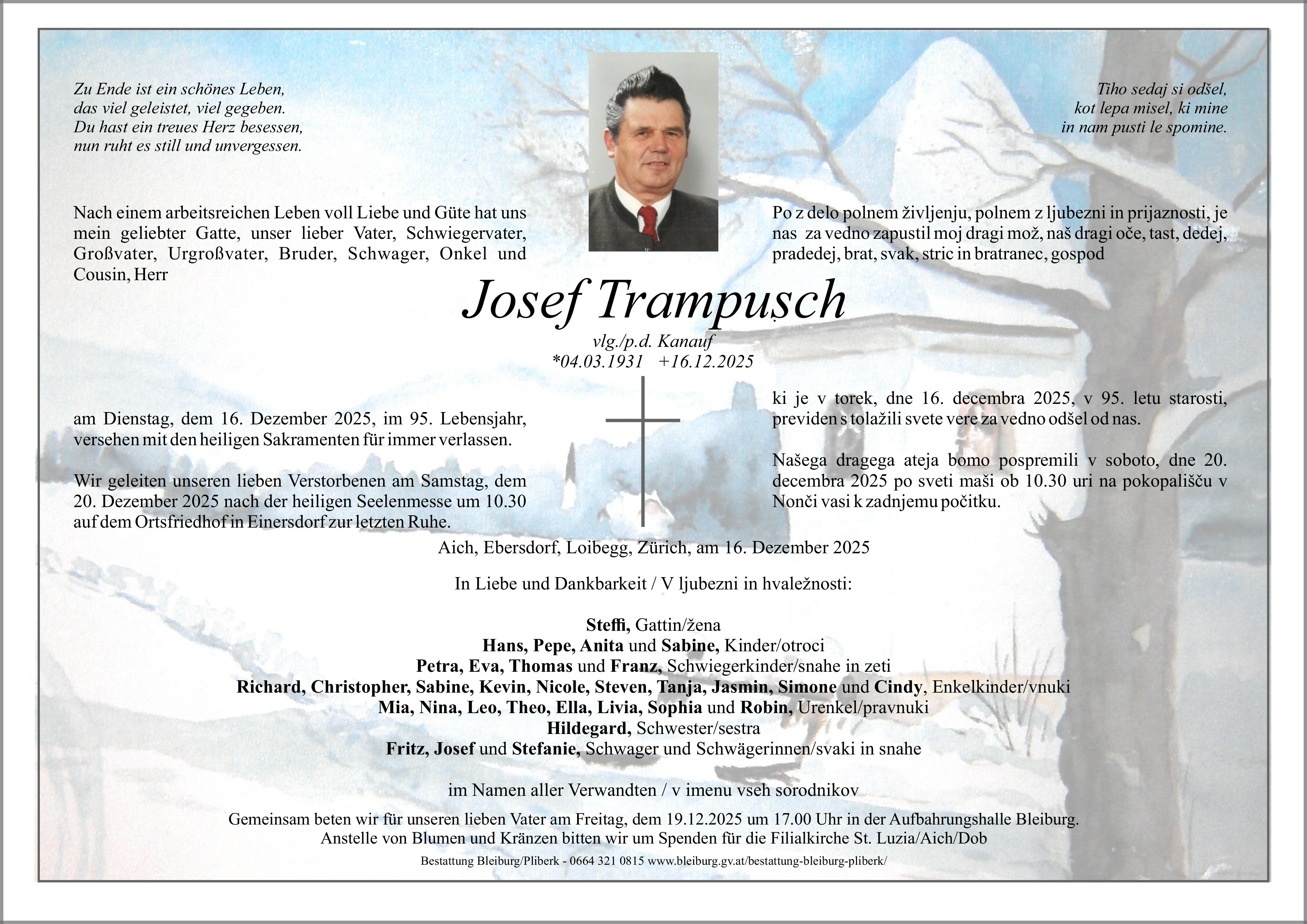 Traueranzeige von Josef Trampusch